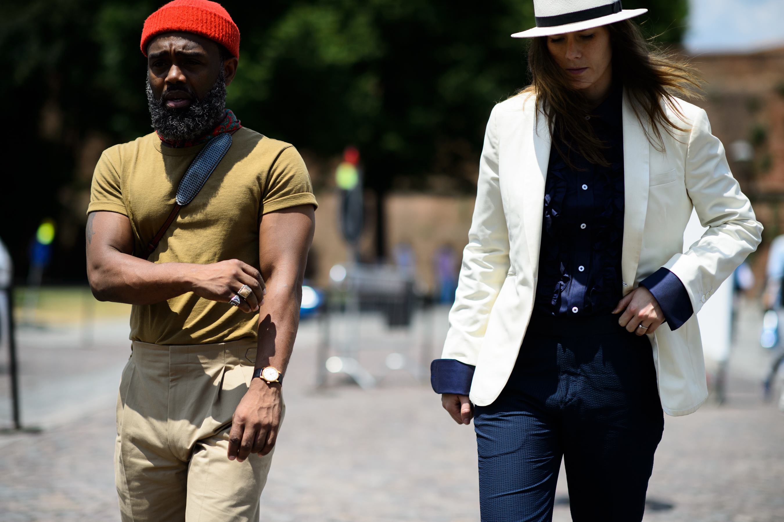 Man and woman leaving the exhibition space