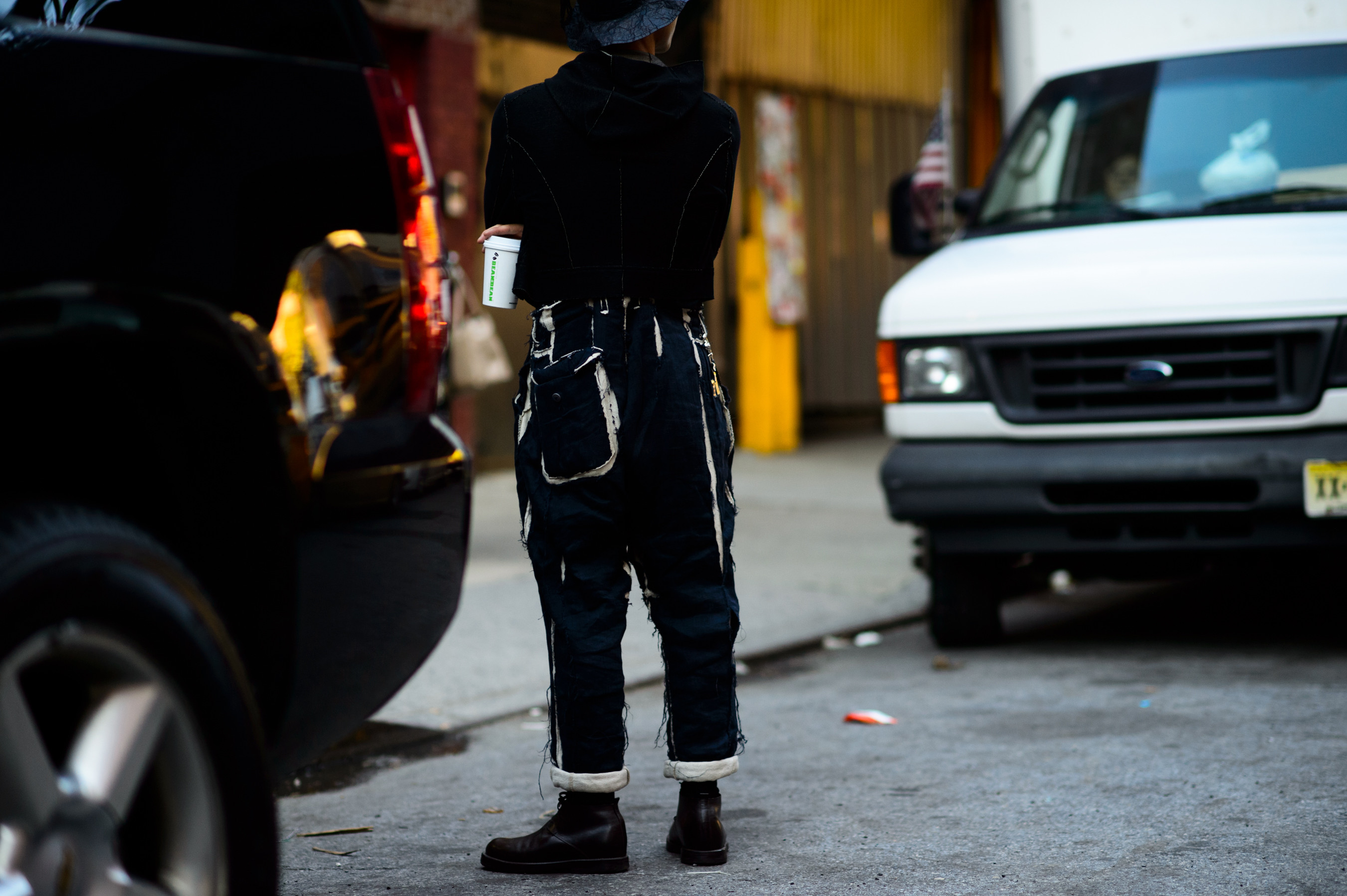 Man wearing dark outfit
