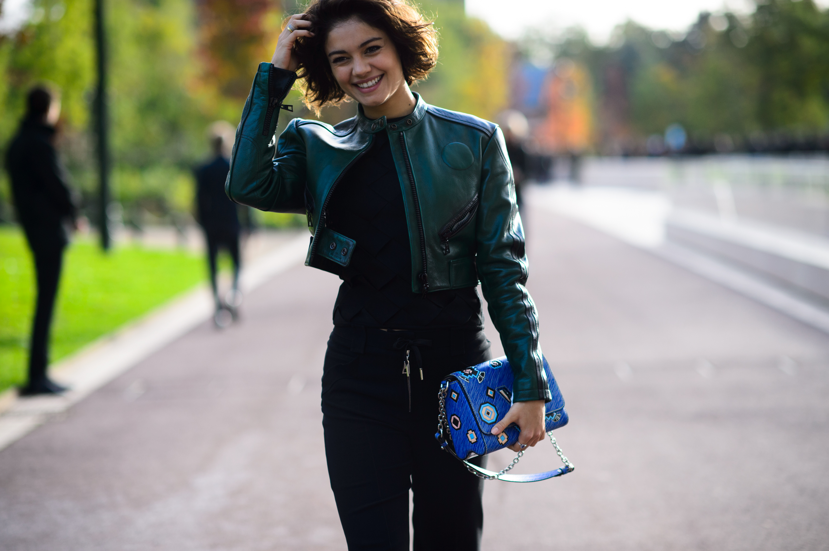 Actress arriving to Louis Vuitton show