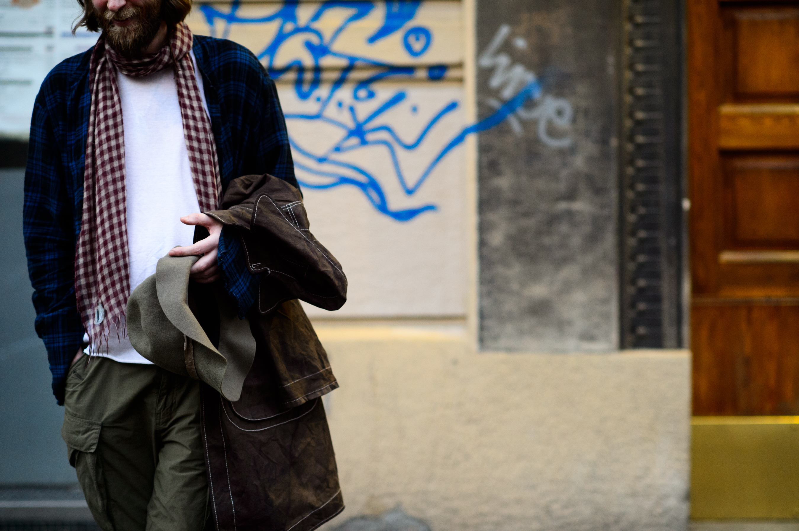 Man wearing scarf after the show