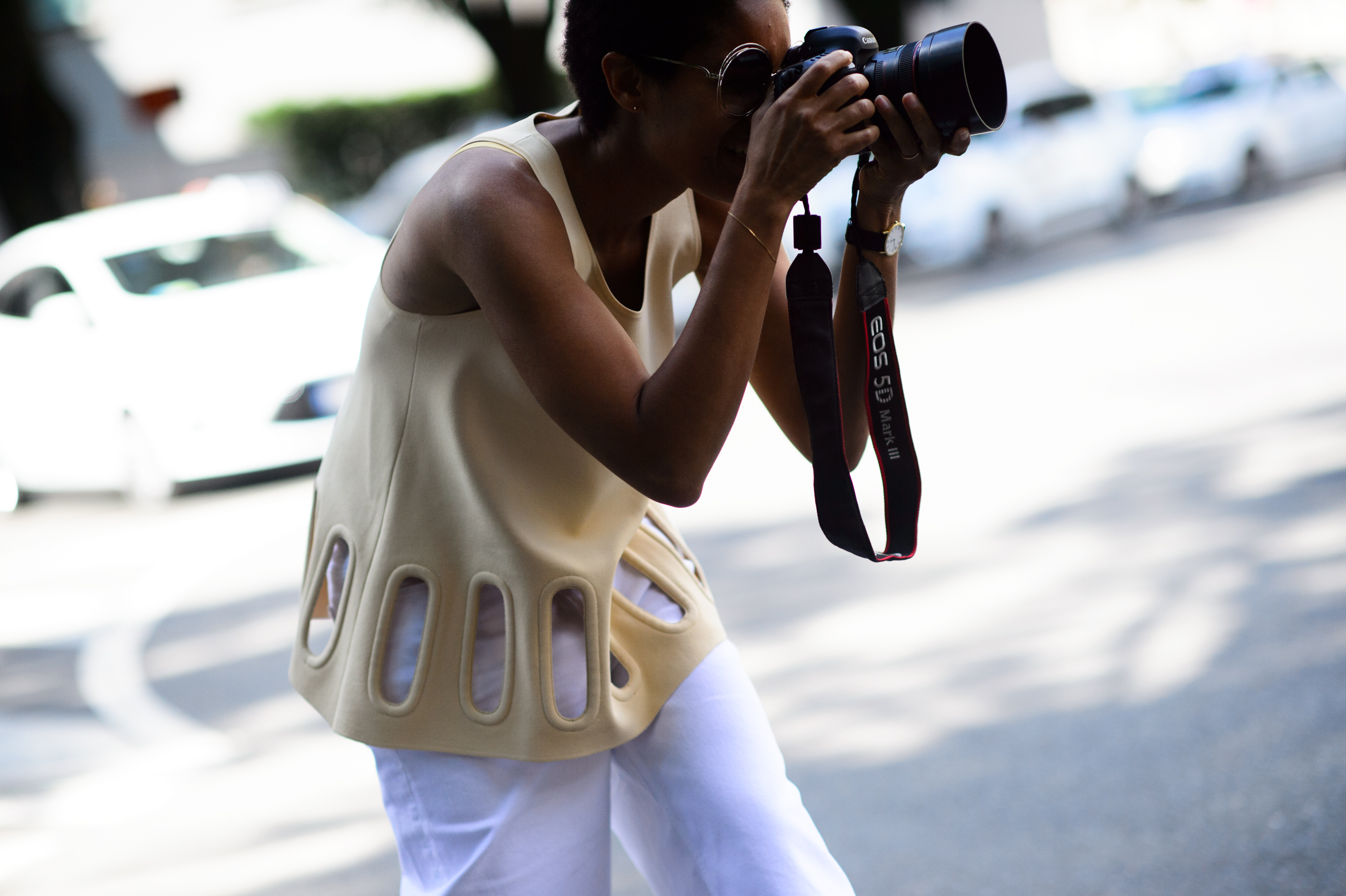 Female photographer taking a photo