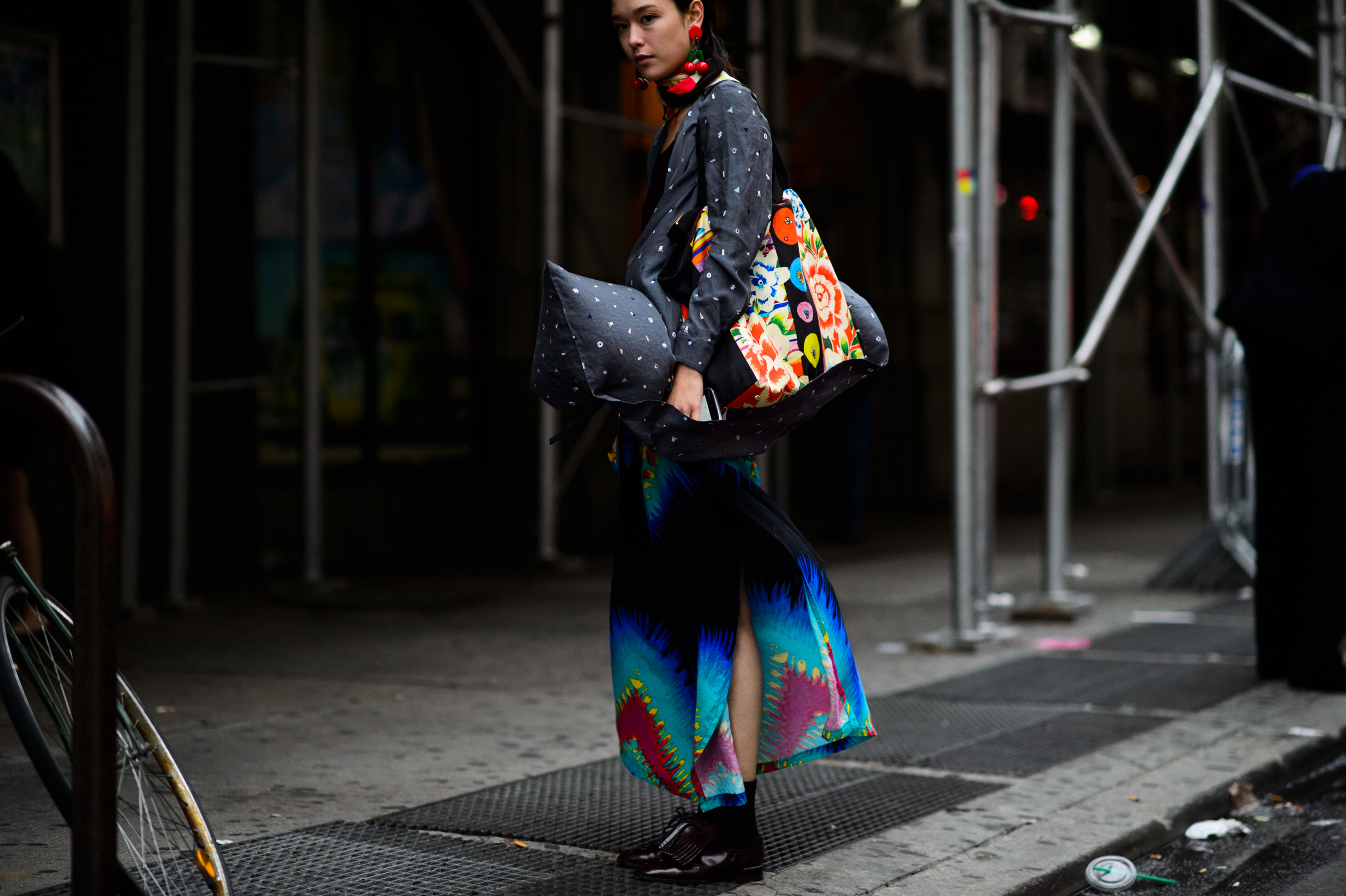 Woman wearing colorful outfit