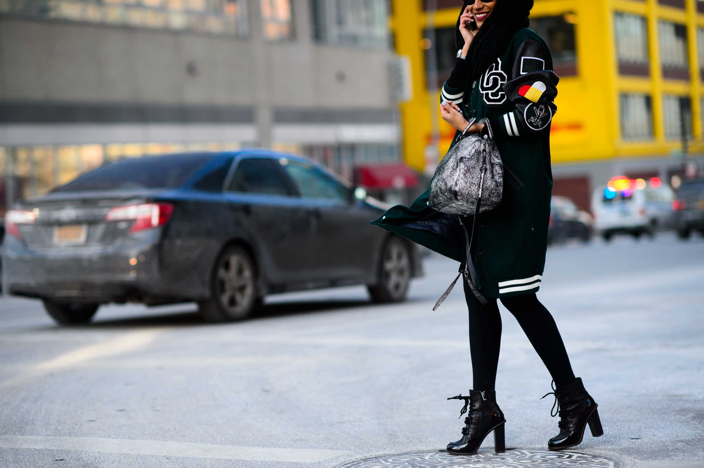 Woman wearing high heeled boots