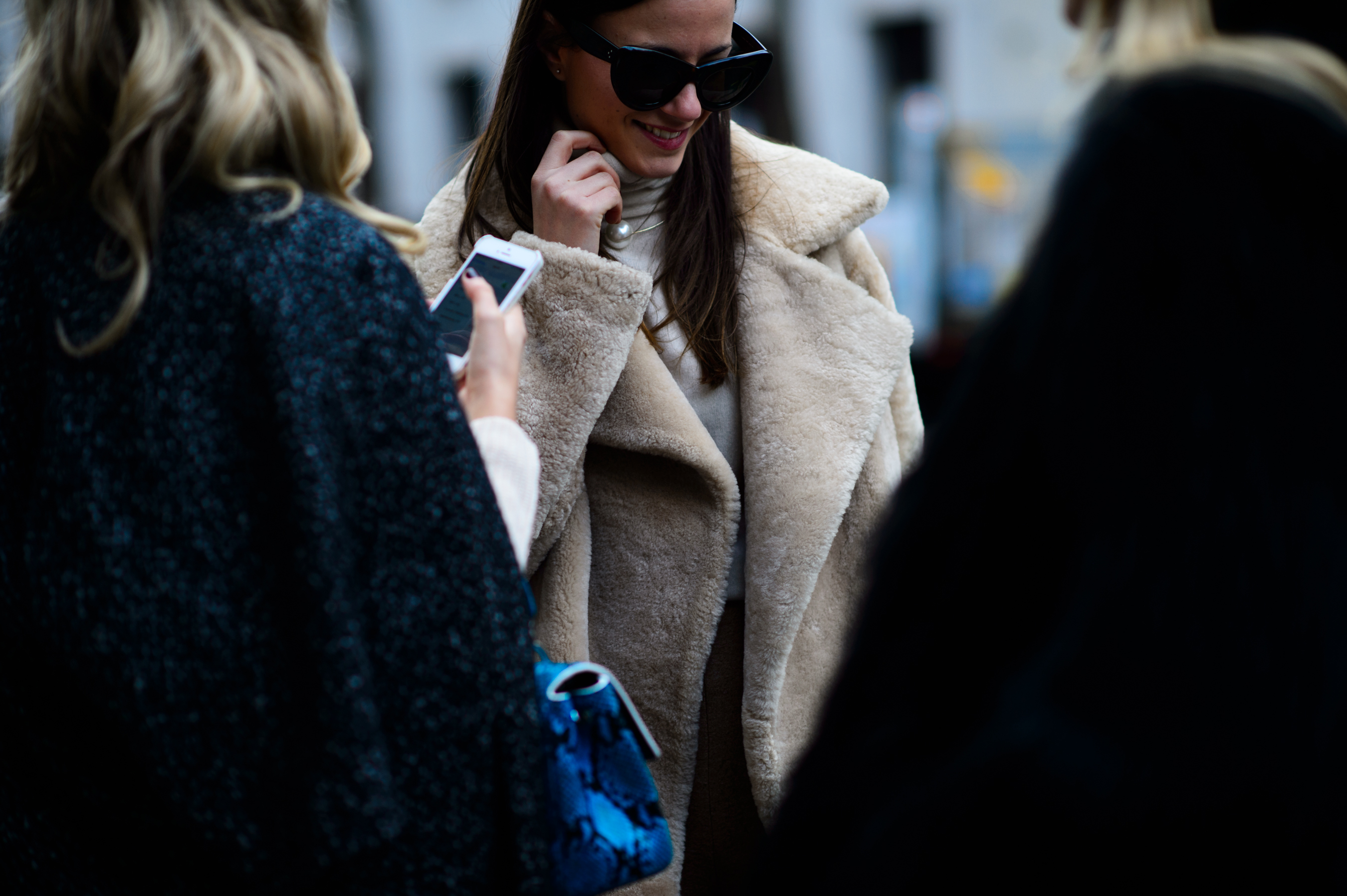 Russian blogger wearing soft coat