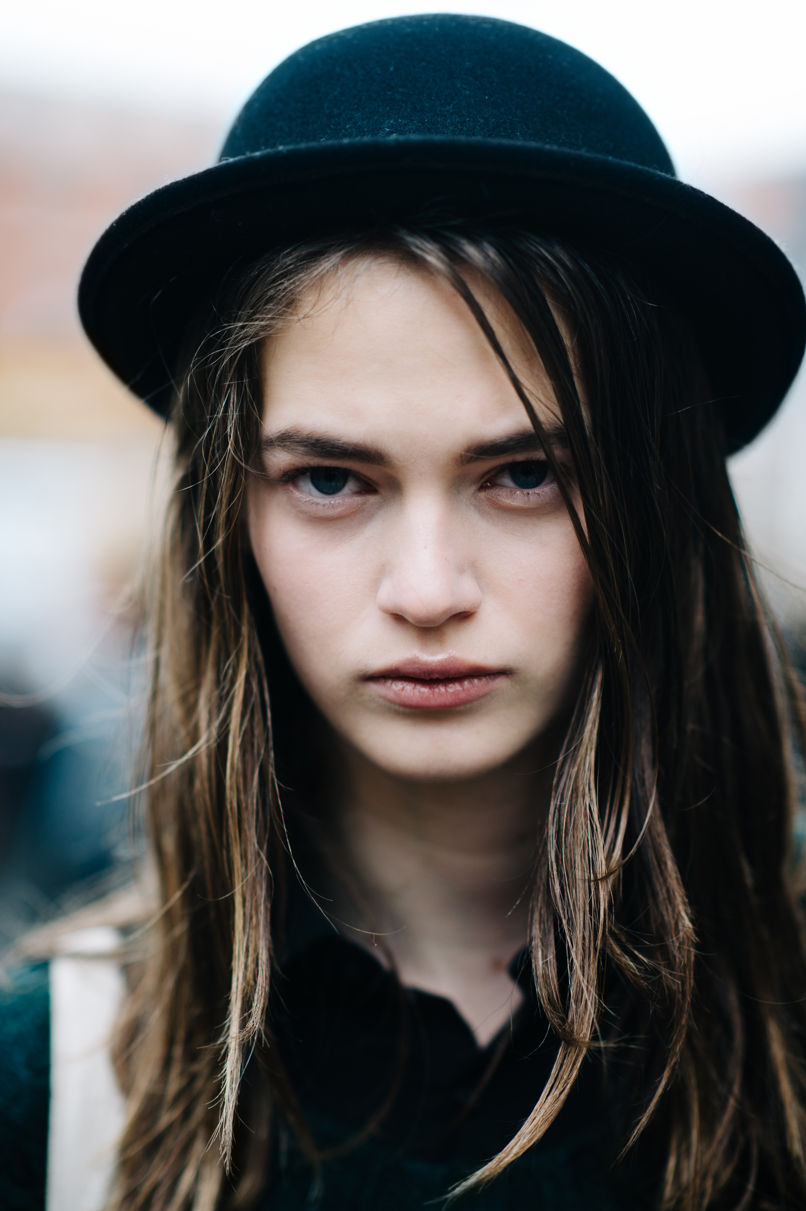 Portrait of a model wearing British hat