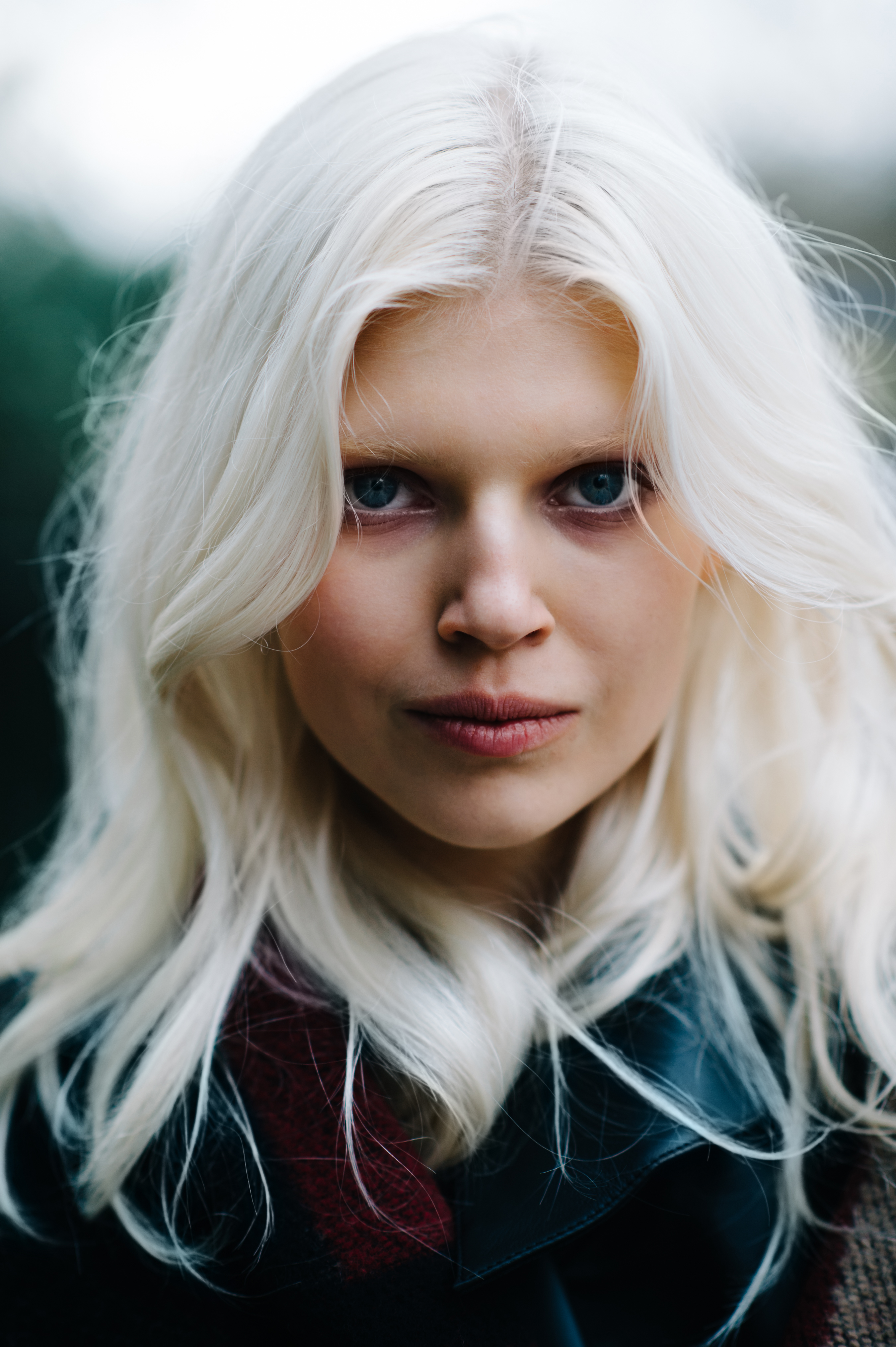 Portrait off a Polish model with white hair