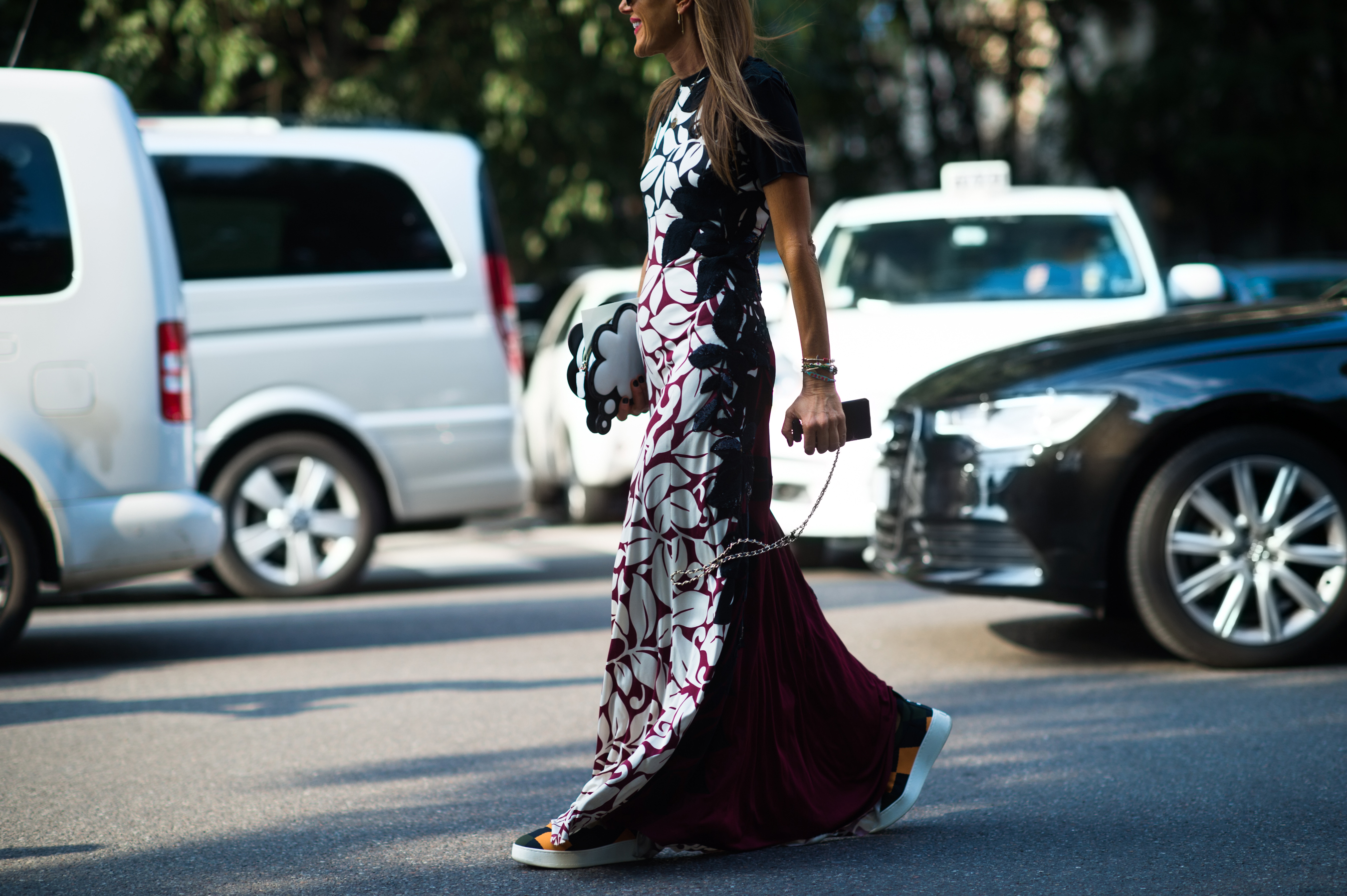 Japanese Vogue editor wearing floral print dress