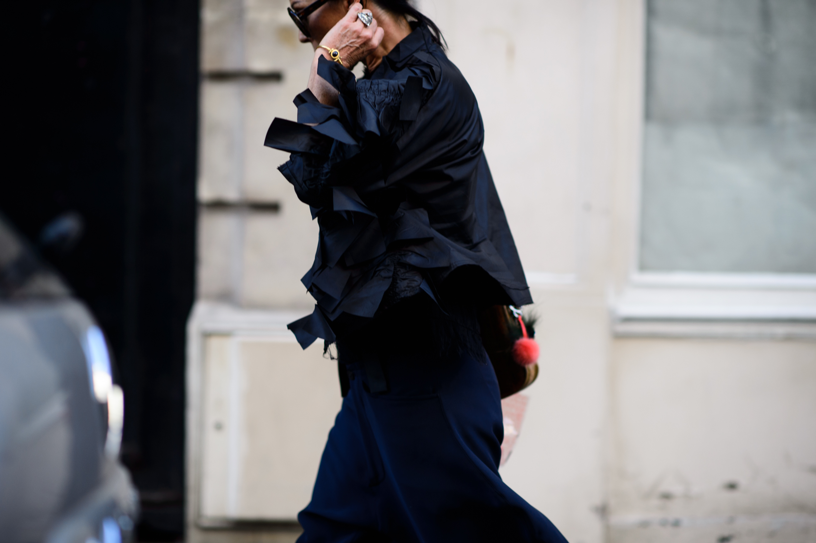 Woman wearing black before the show
