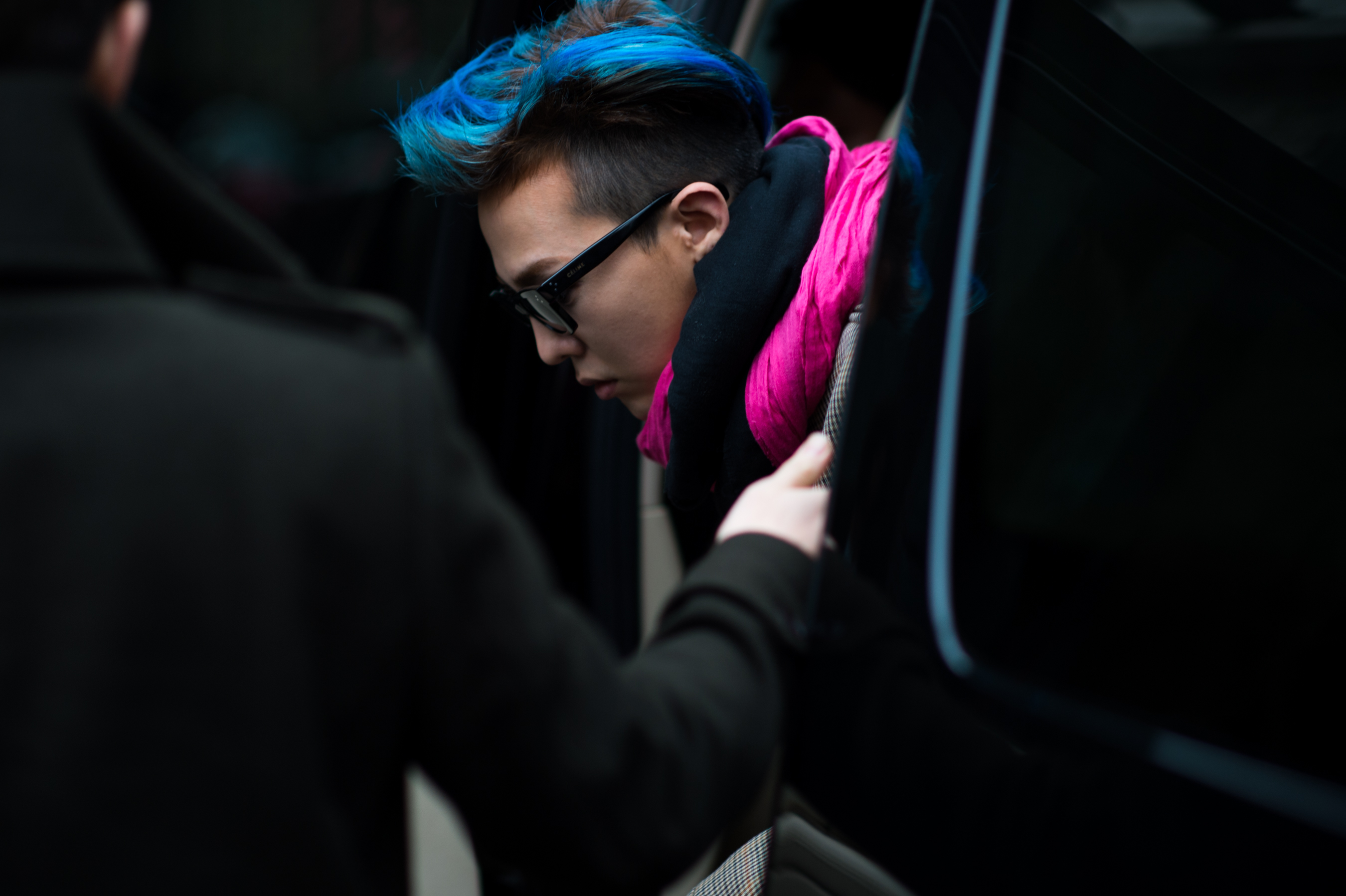 South Korean singer with blue hair