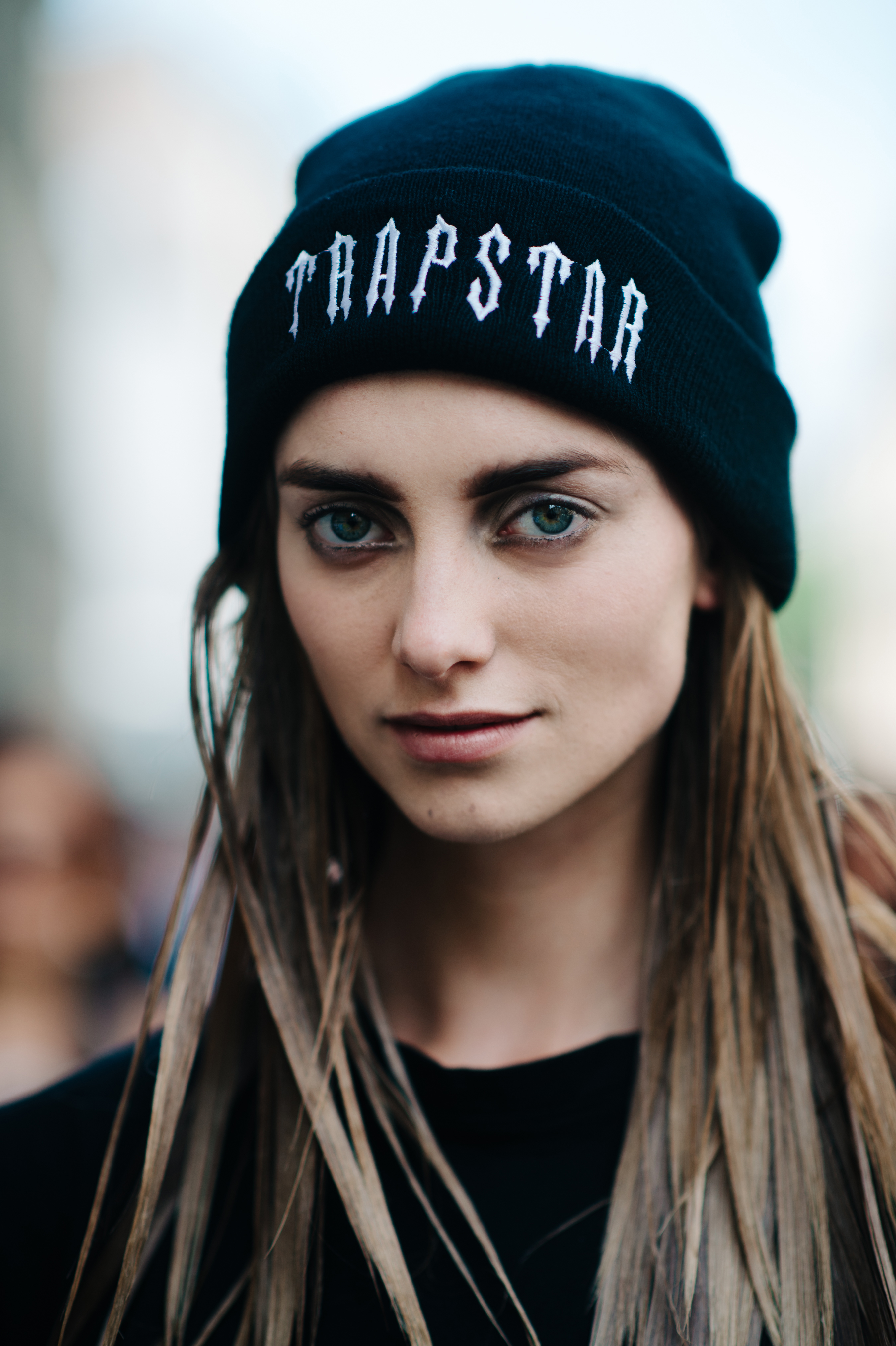 Portrait of a model wearing Trapstar hat