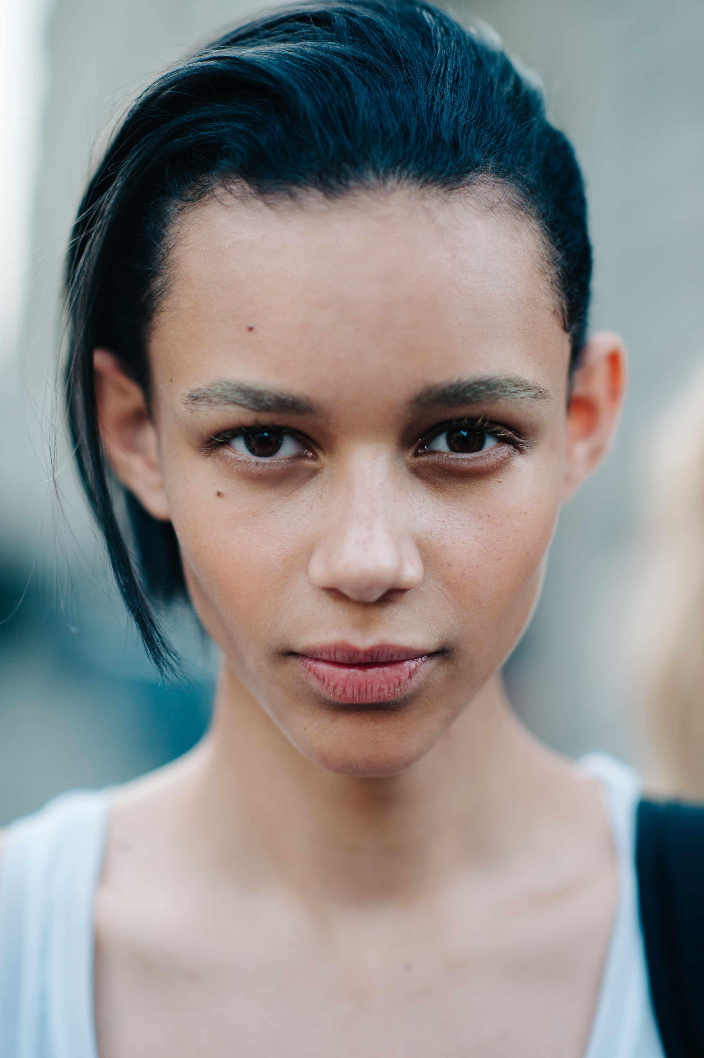 Portrait of a model with short hair