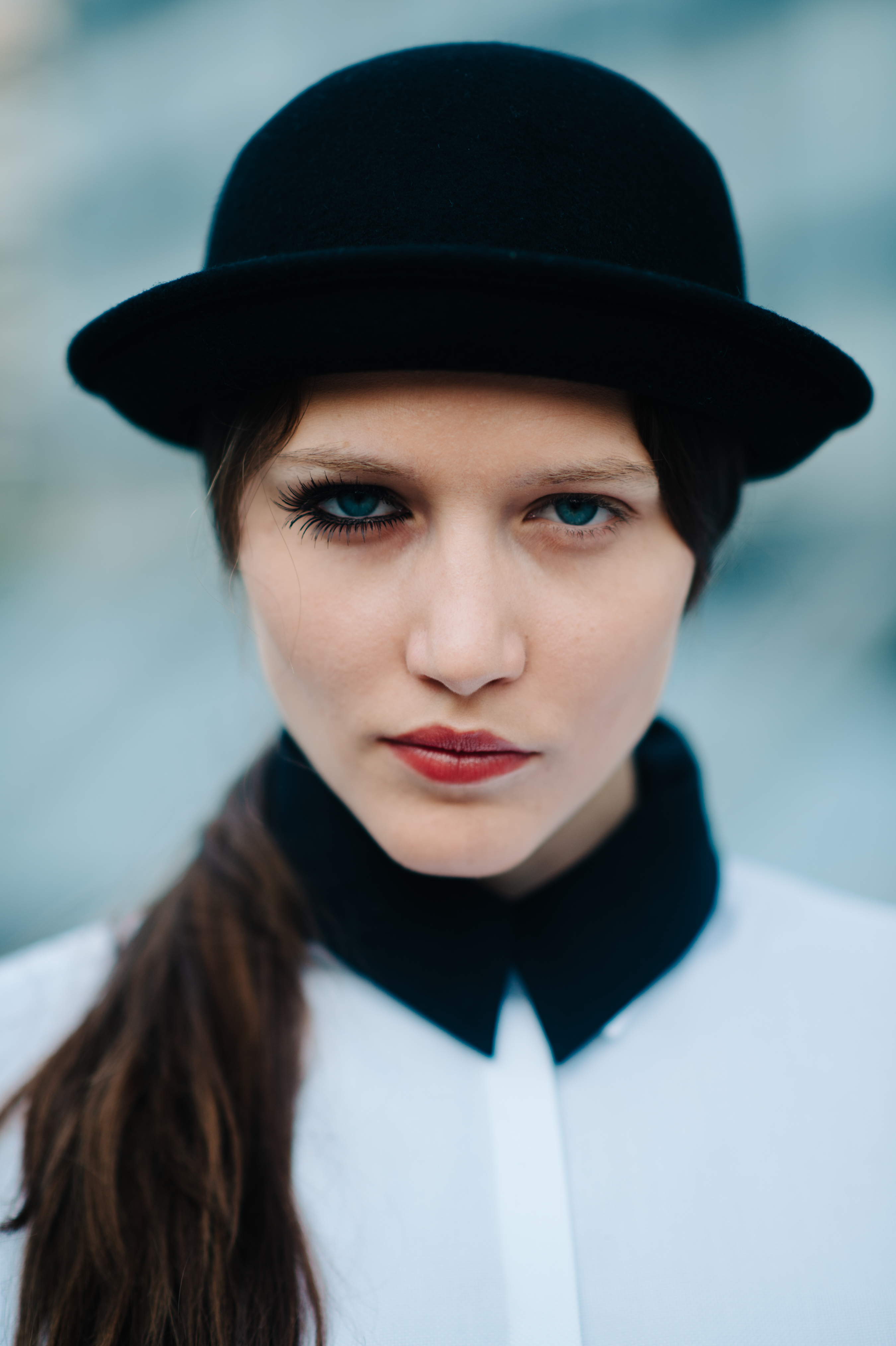 Portrait of a girl impersonating Alex from A Clockwork Orange