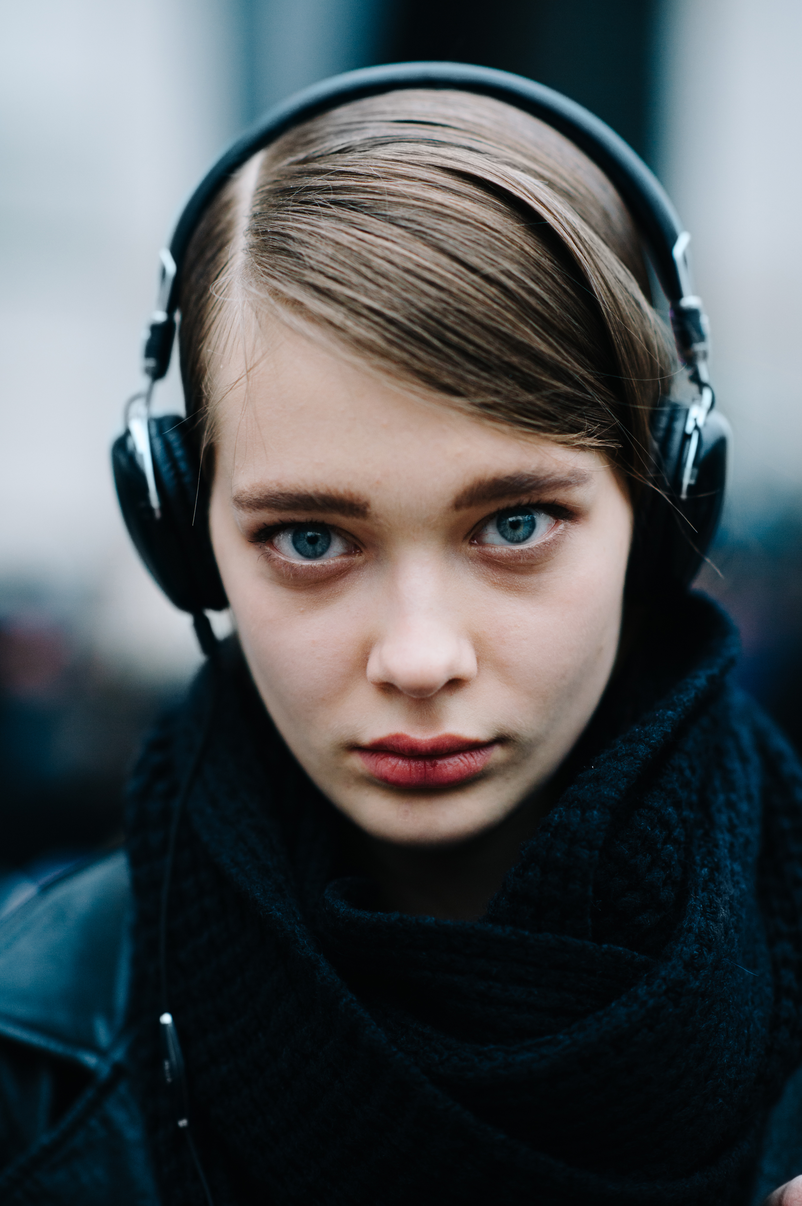 Portrait of a model wearing earphones