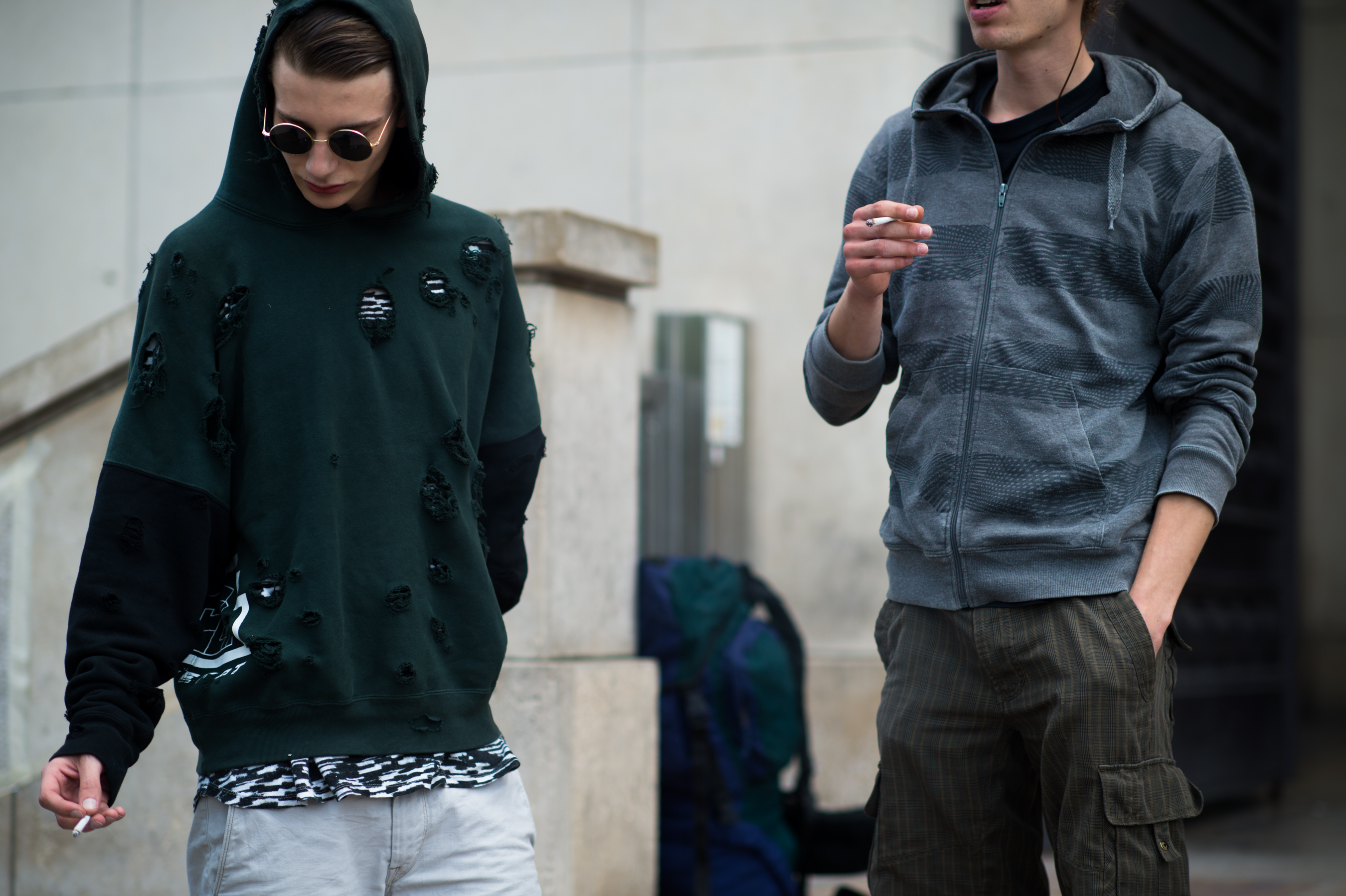 Two male models at the show venue