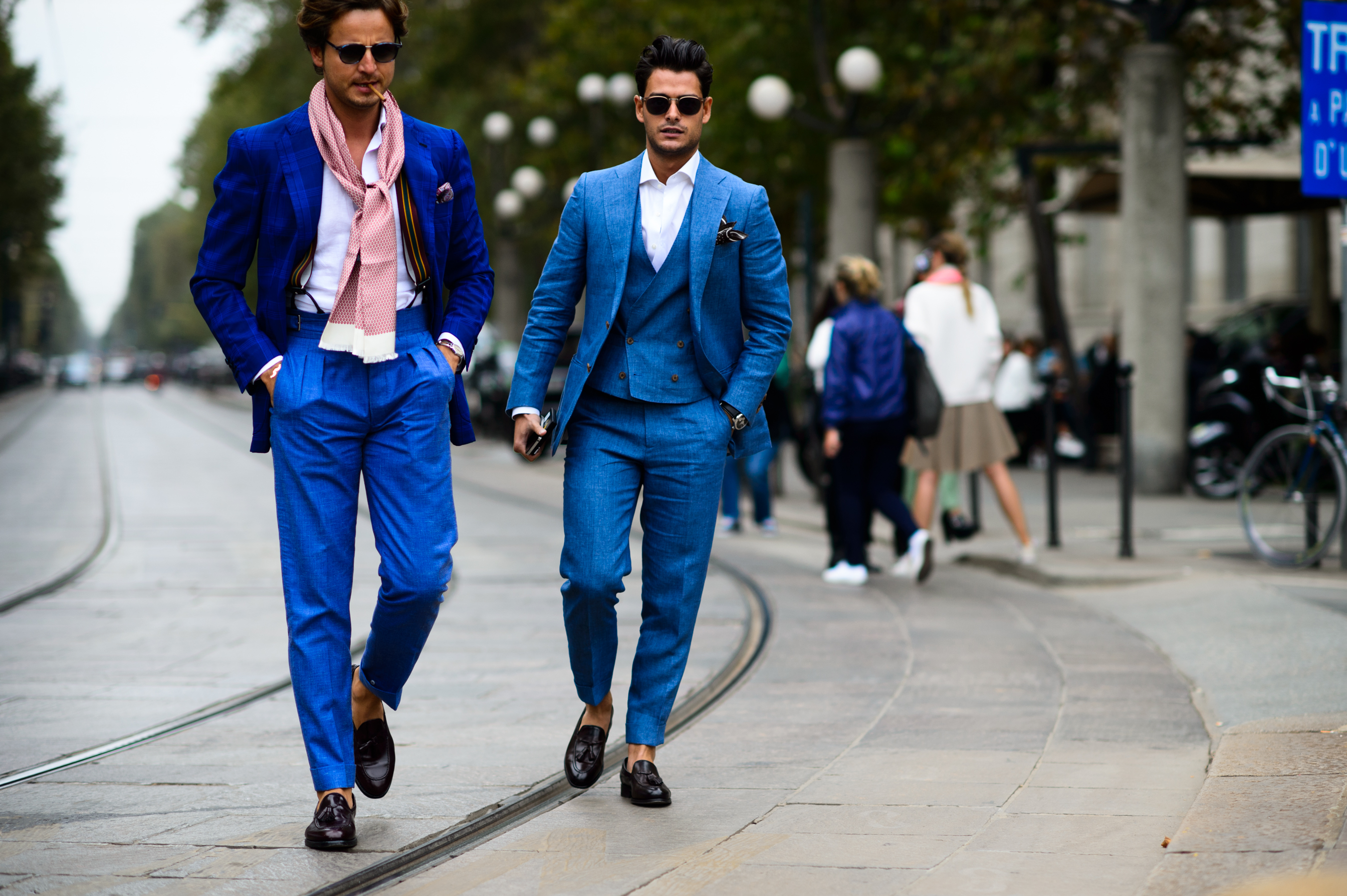 Two Italian men wearing blue suits