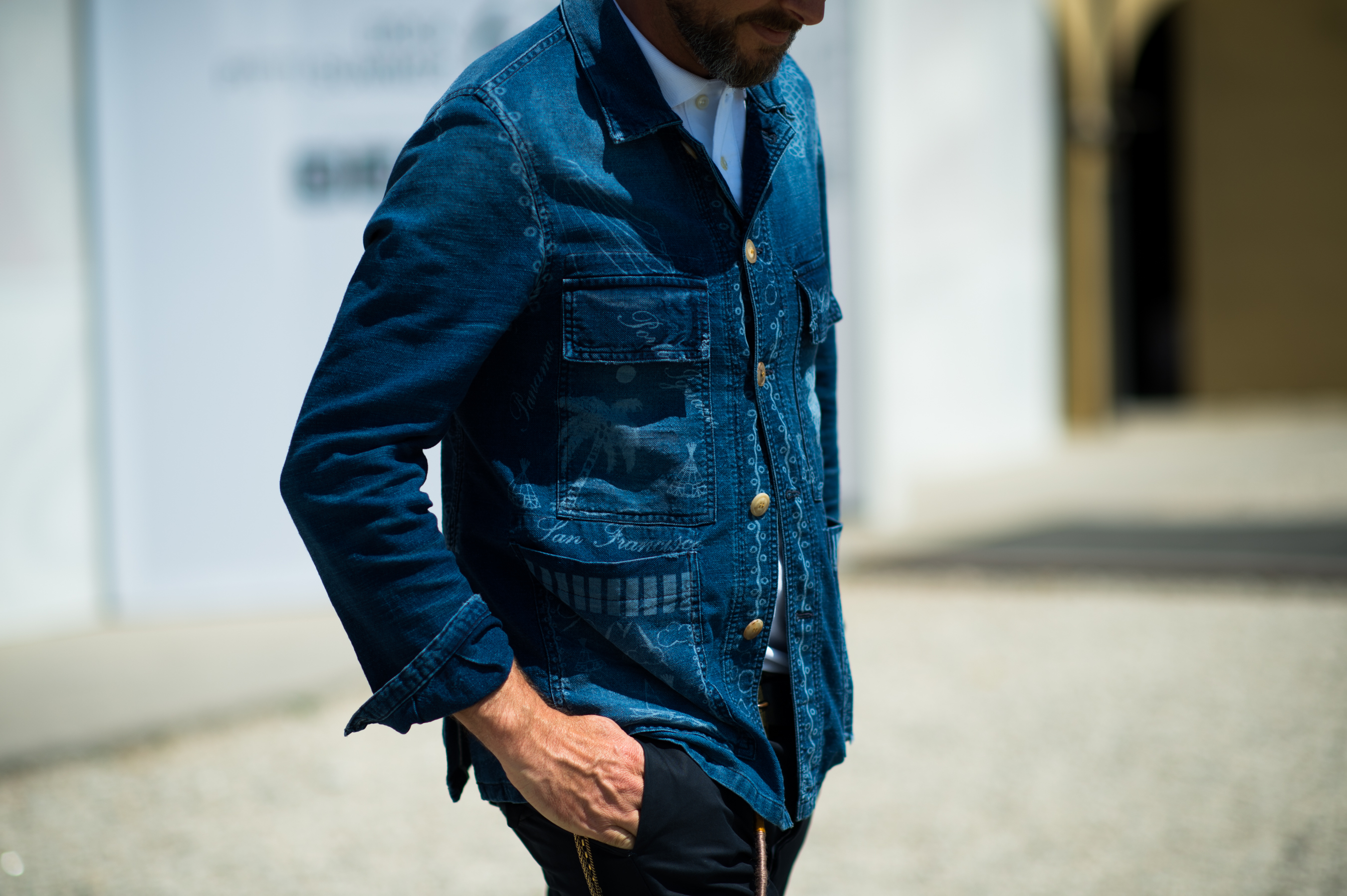 Man wearing denim jacket