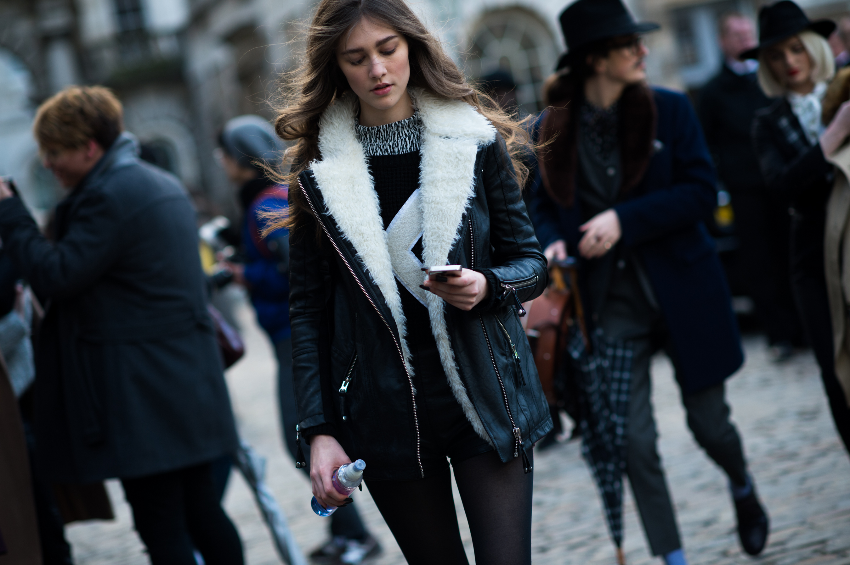 Model with beautiful hair after the show