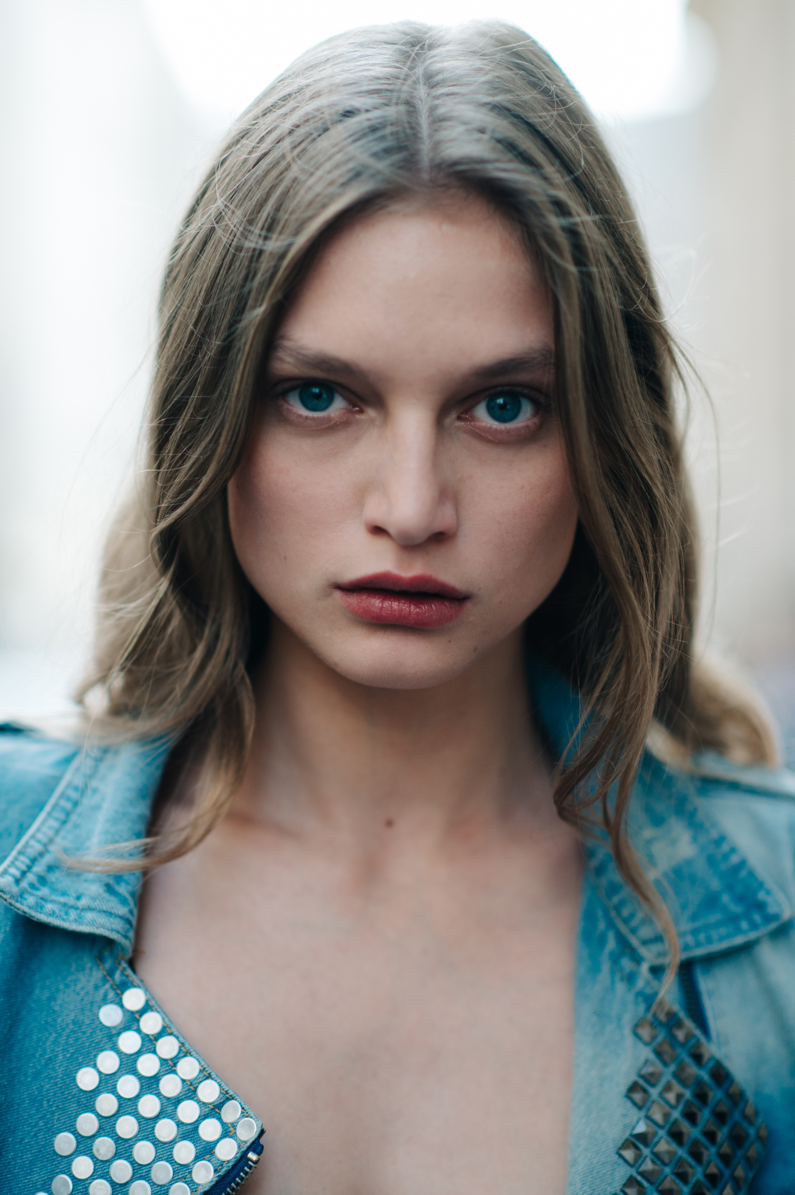 Portrait of a Russian model with blue eyes