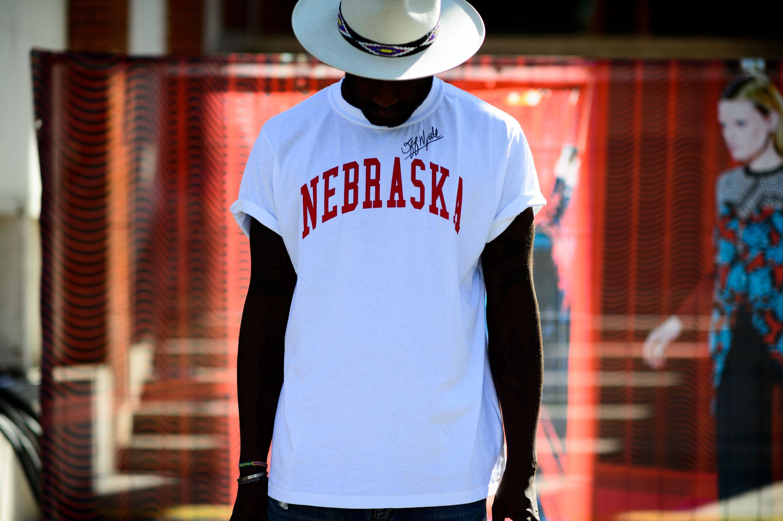 Off-White founder wearing his Nebraska t-shirt