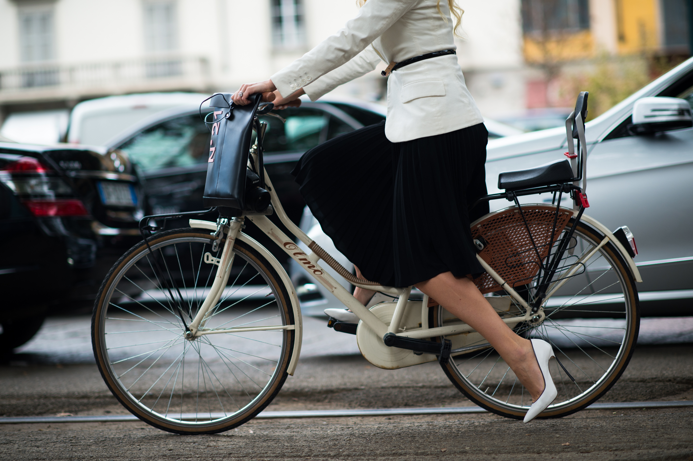 Russian woman riding a bike