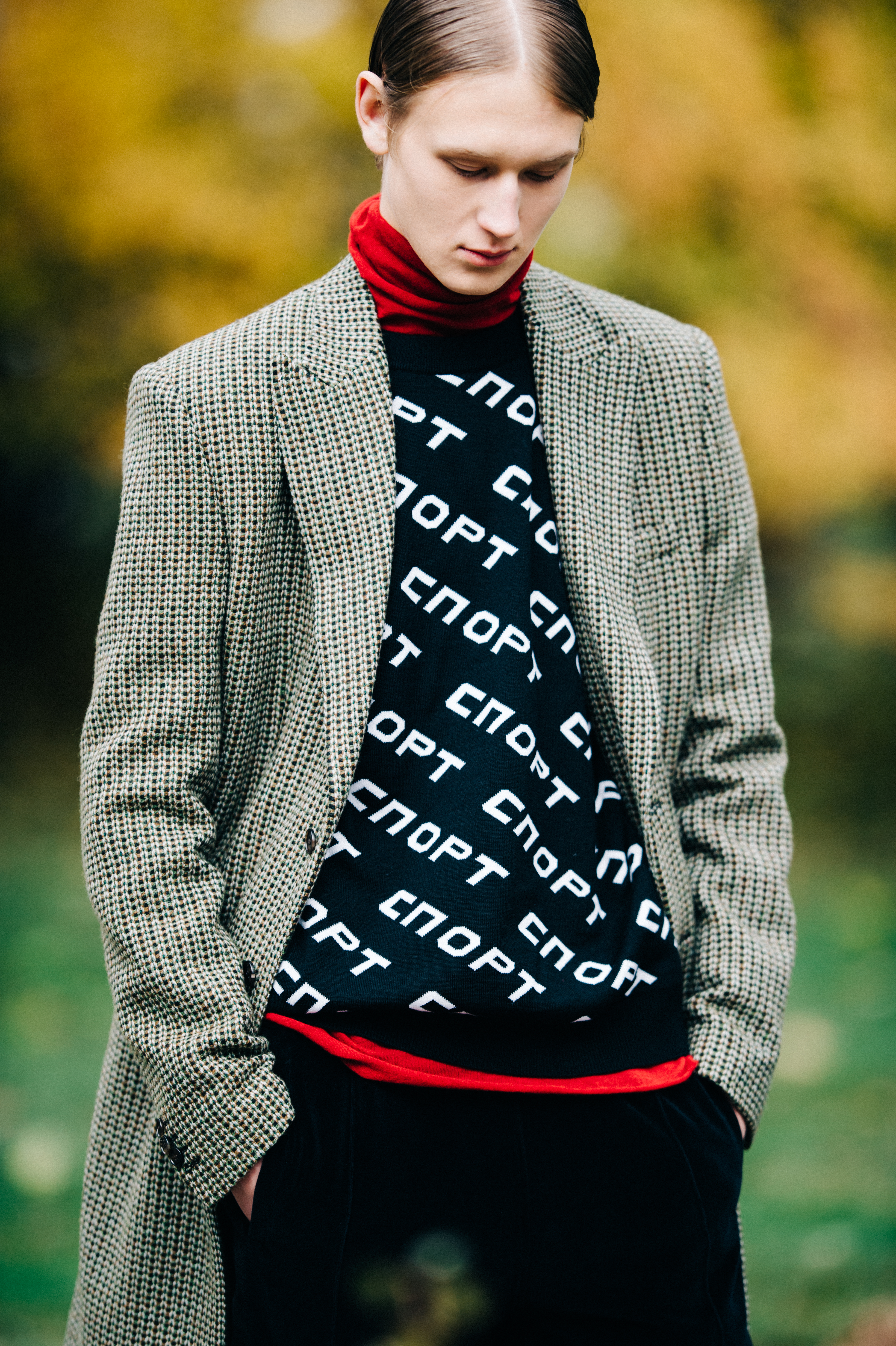 Model wearing Gosha Rubchinskiy sweater