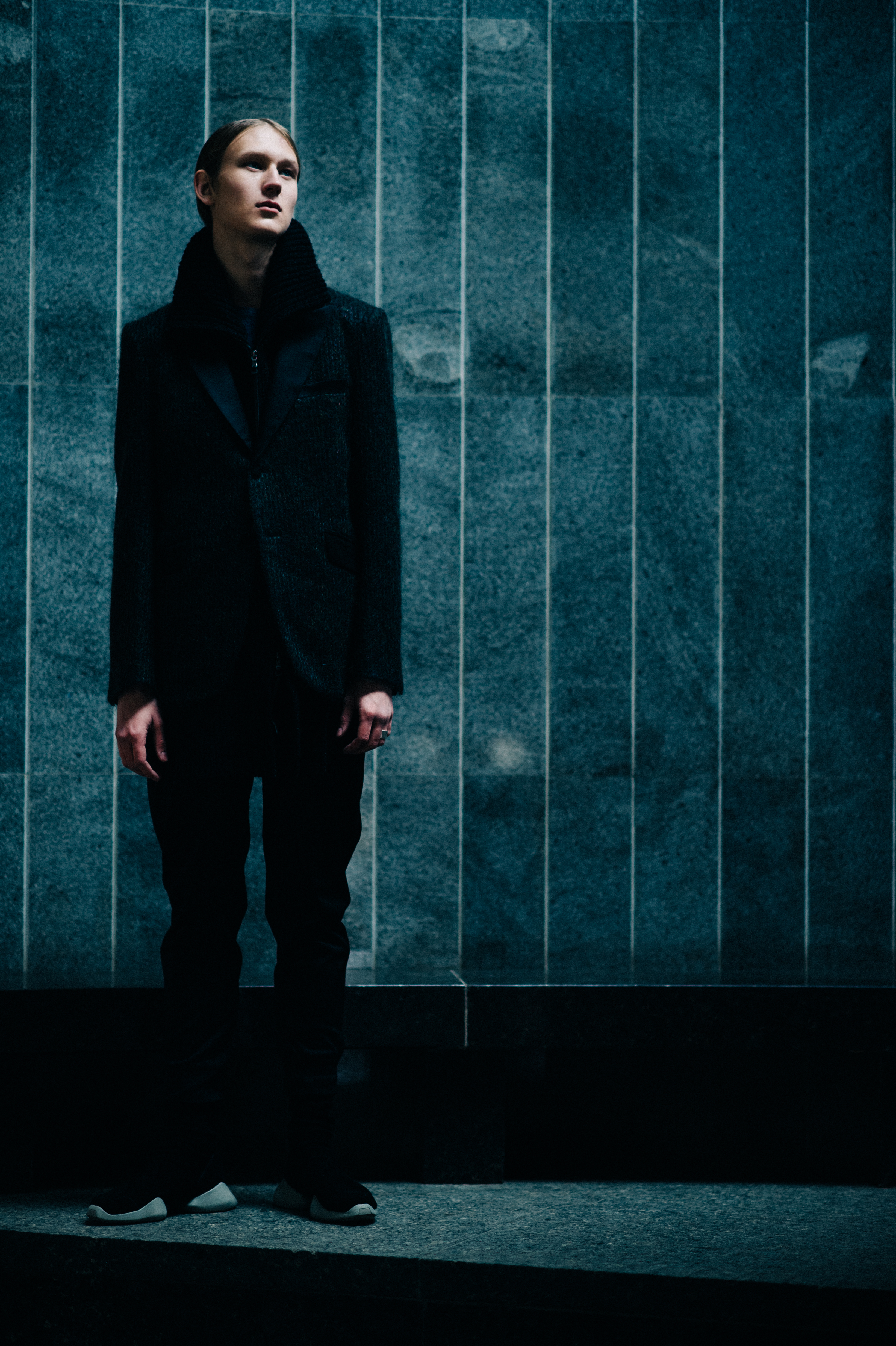 Male model wearing black