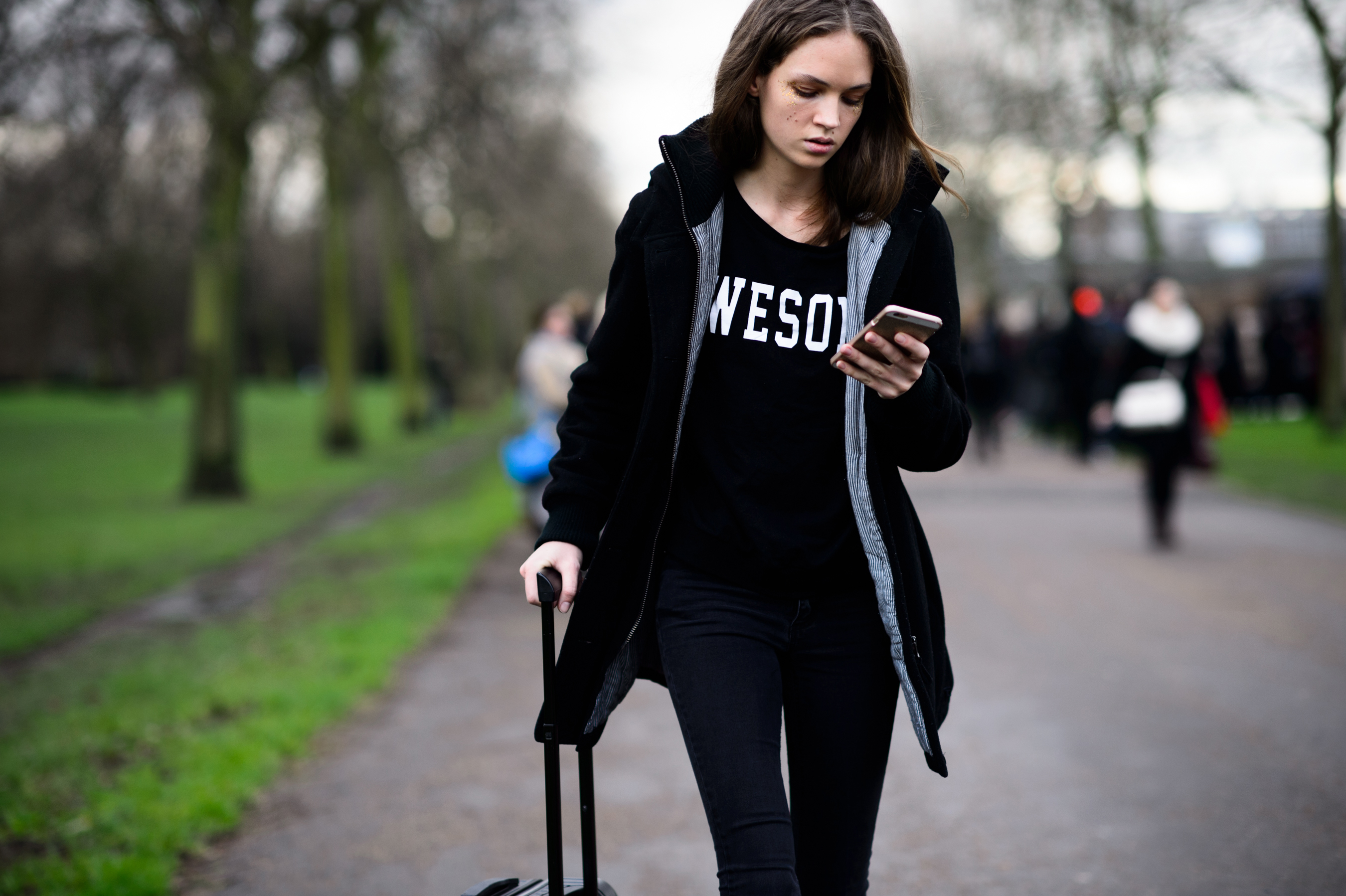 Model with Awesome t-shirt