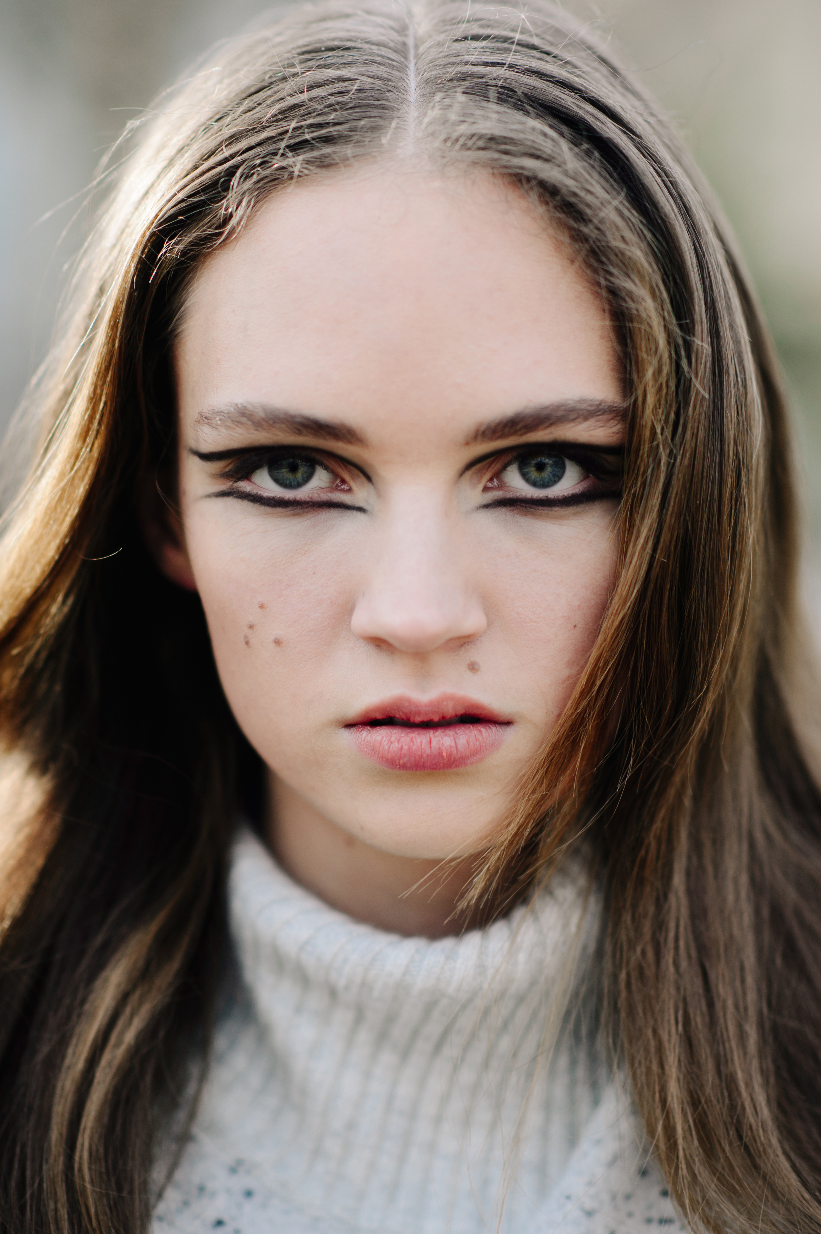 Portrait of model Chanel make up