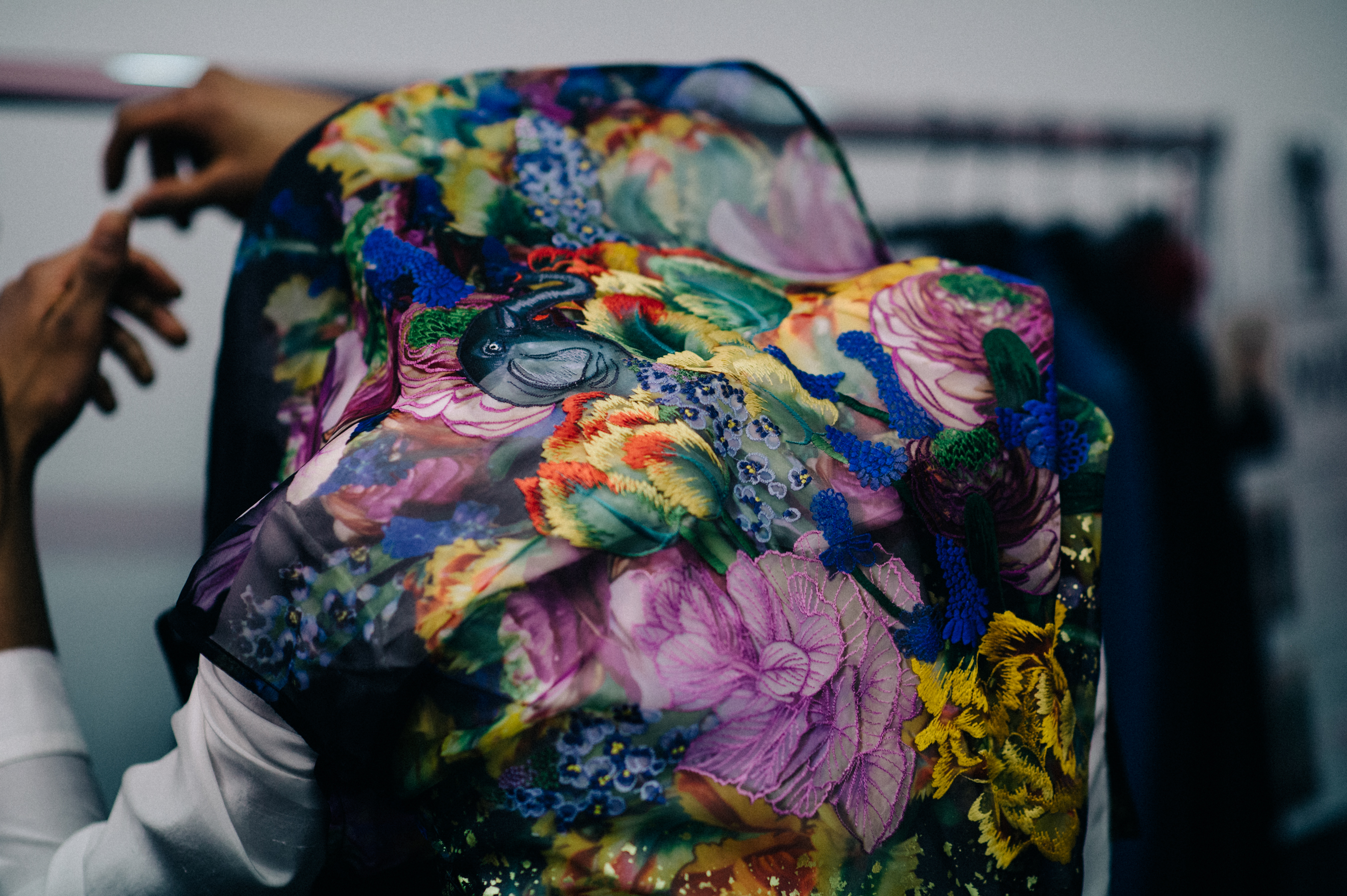 Colourful embroidered outfit
