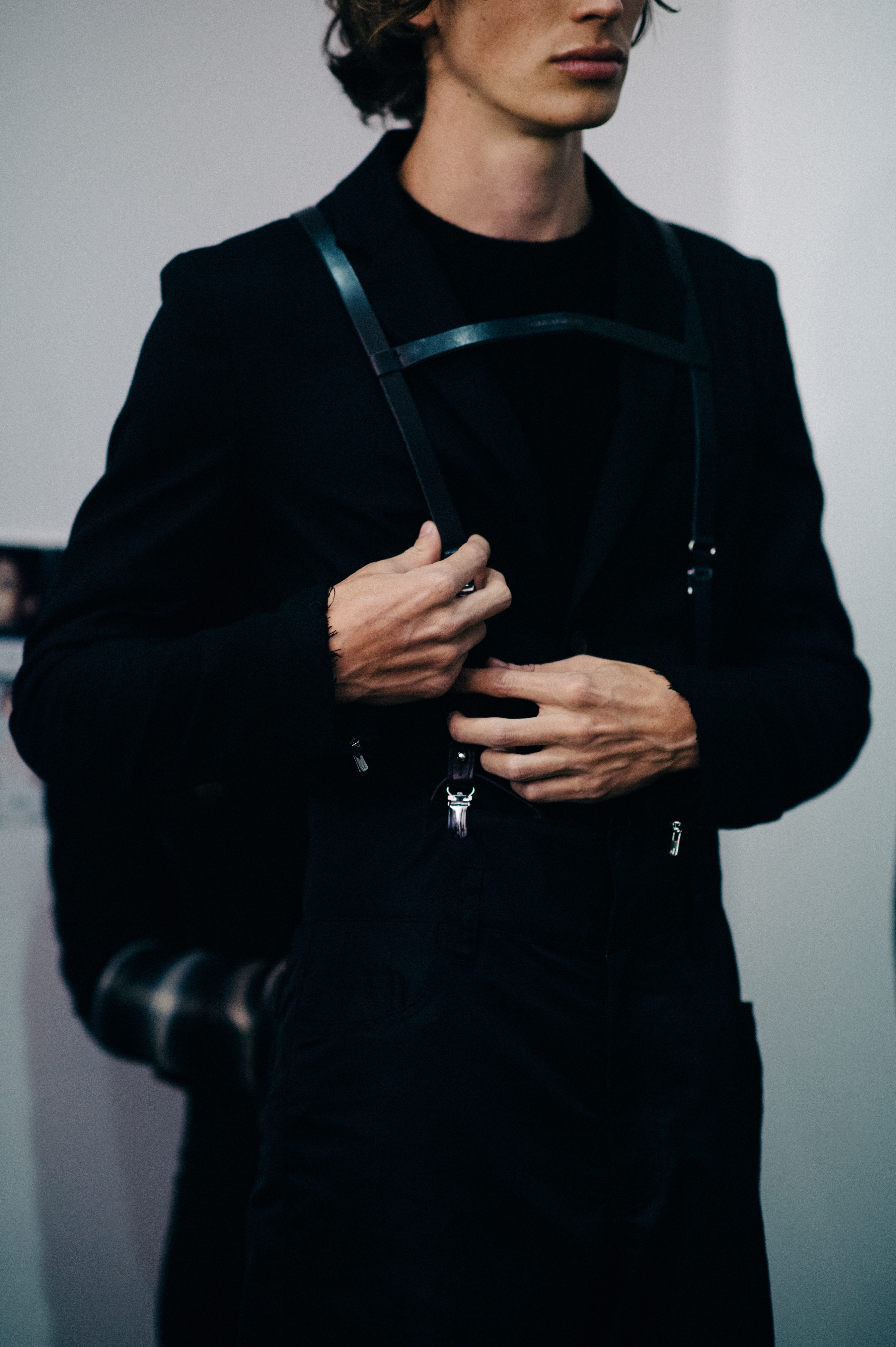 Male model wearing black