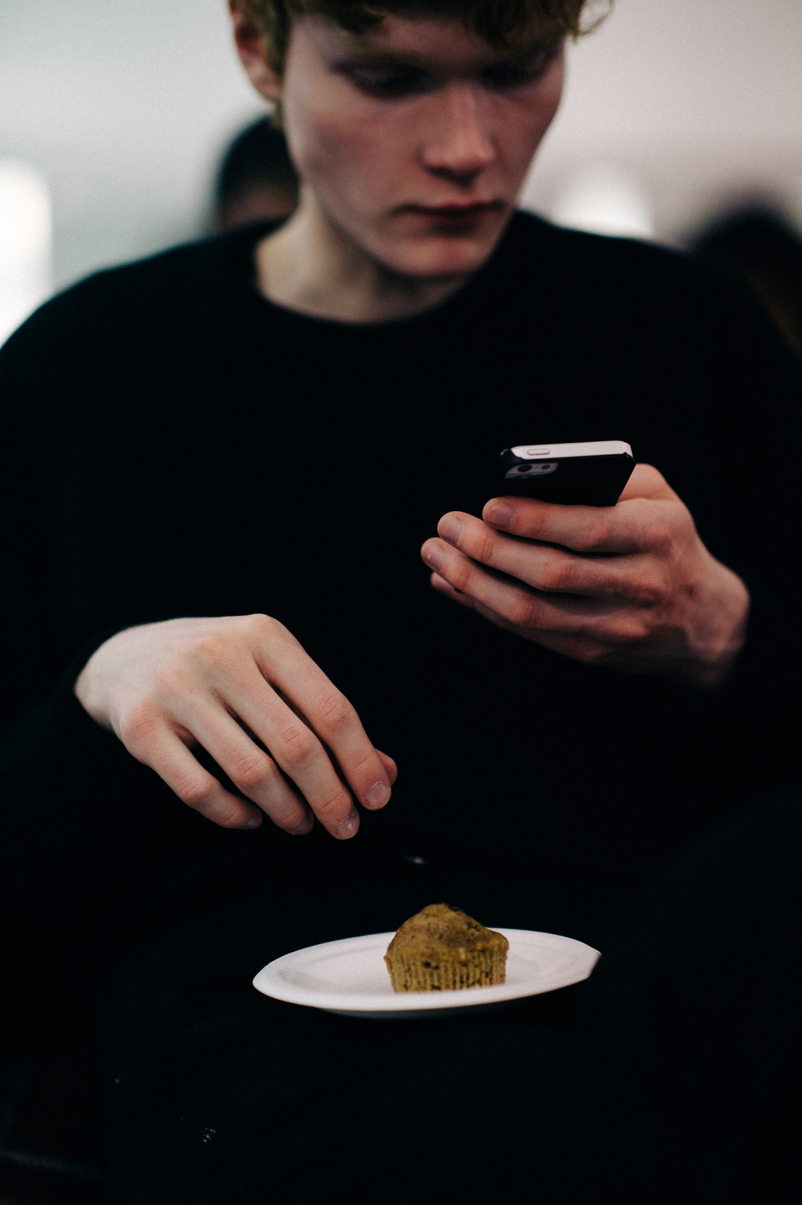 Russian male model eating