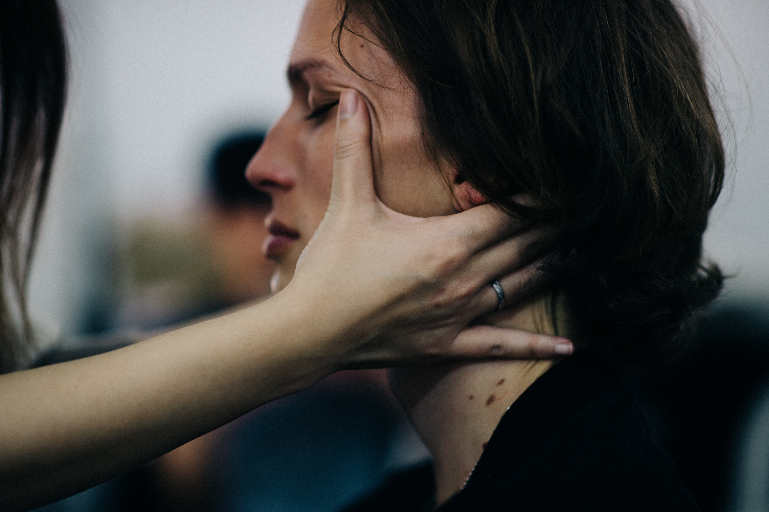 Male model getting make up