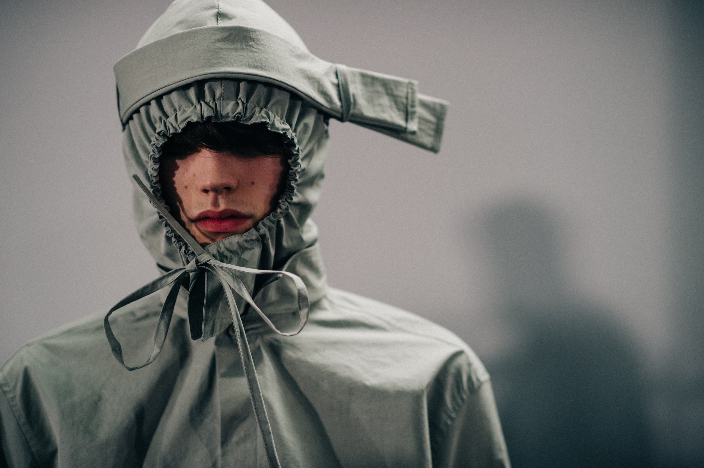 Male model wearing hood