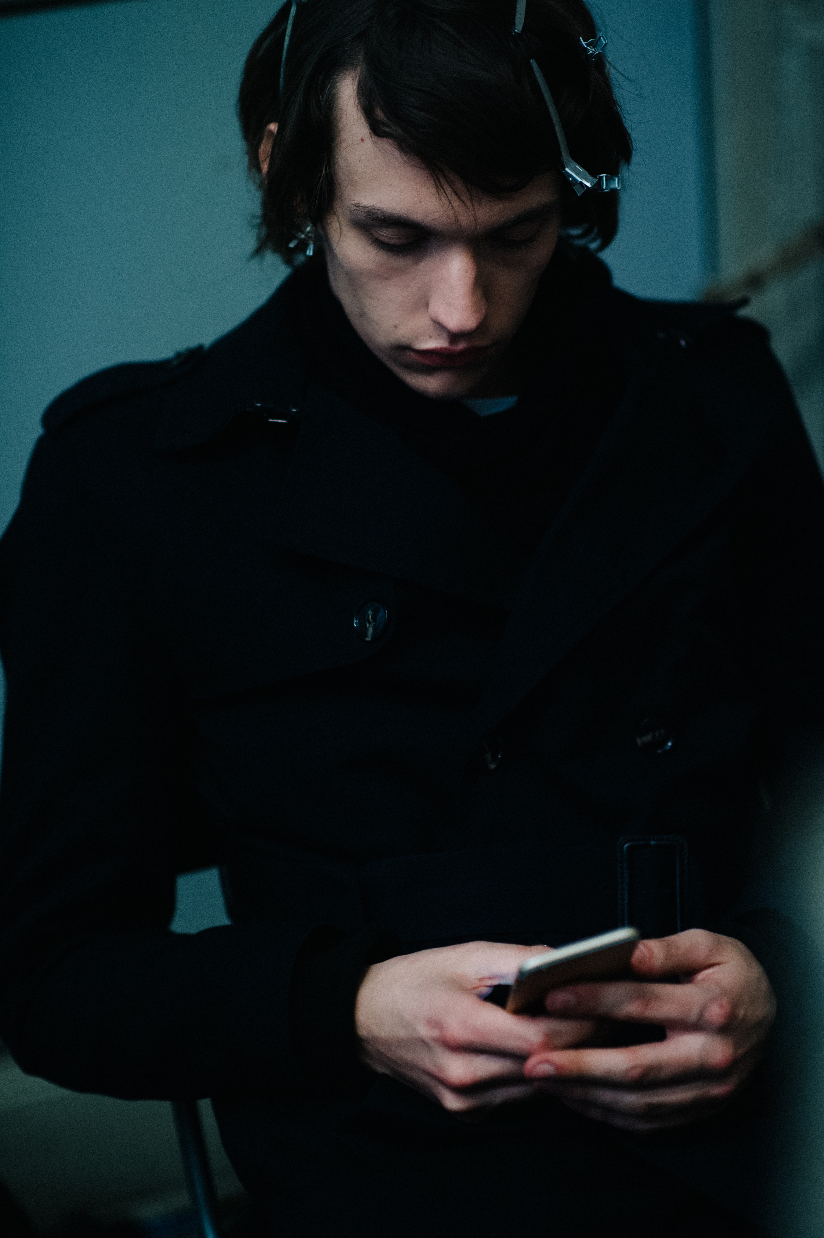 Male model before the show