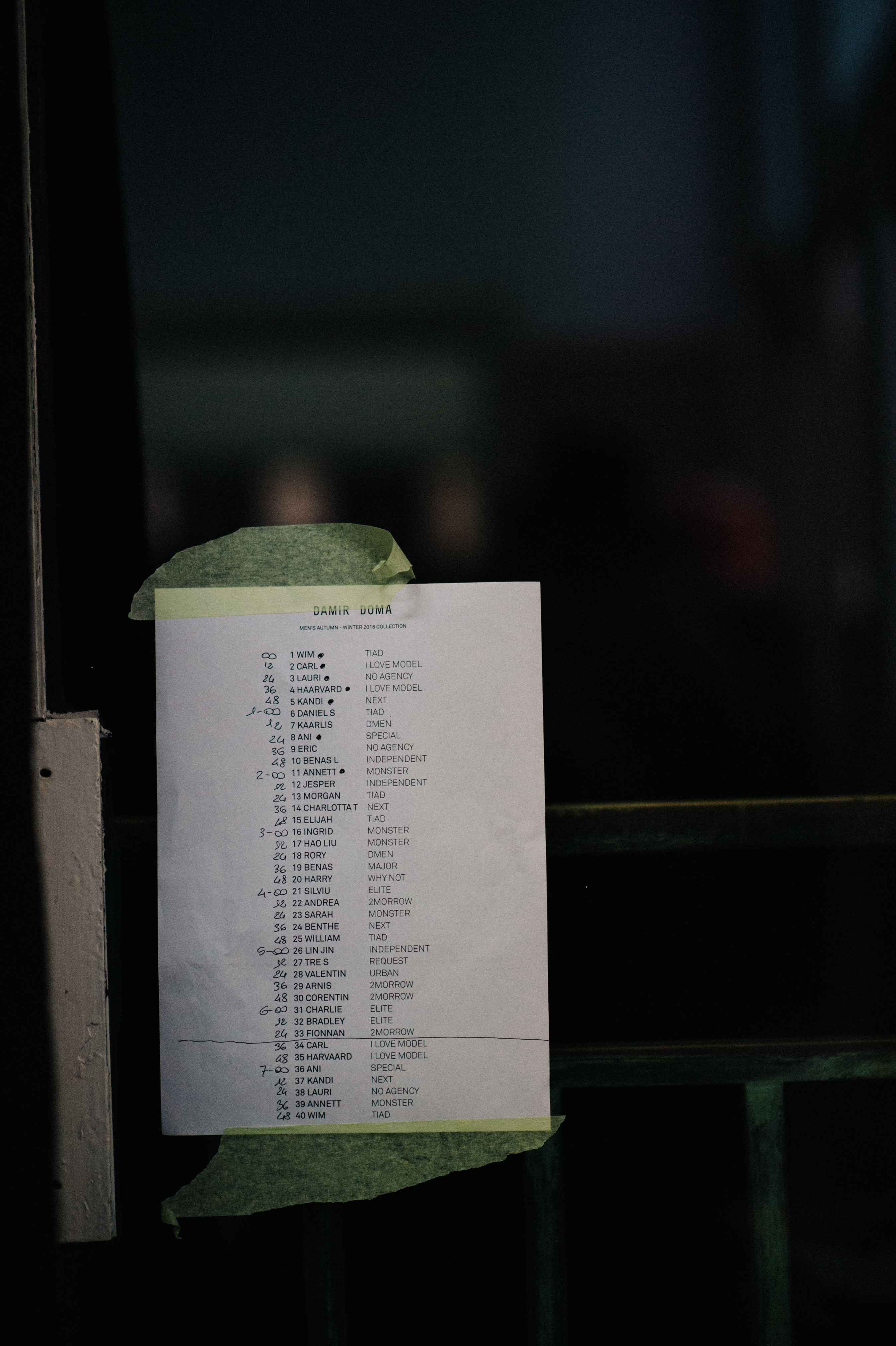 Model list before the show