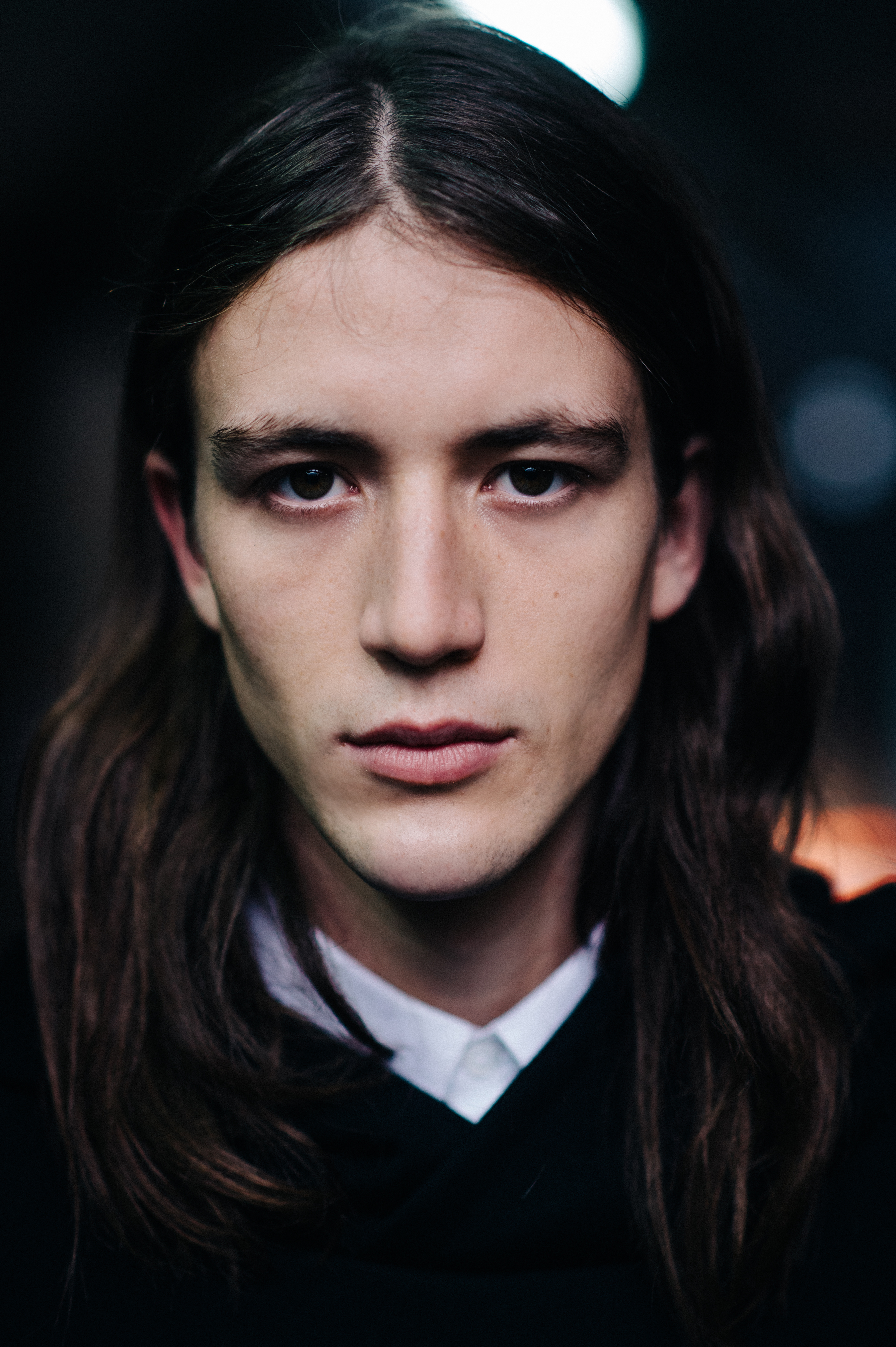 Portrait male model long hair