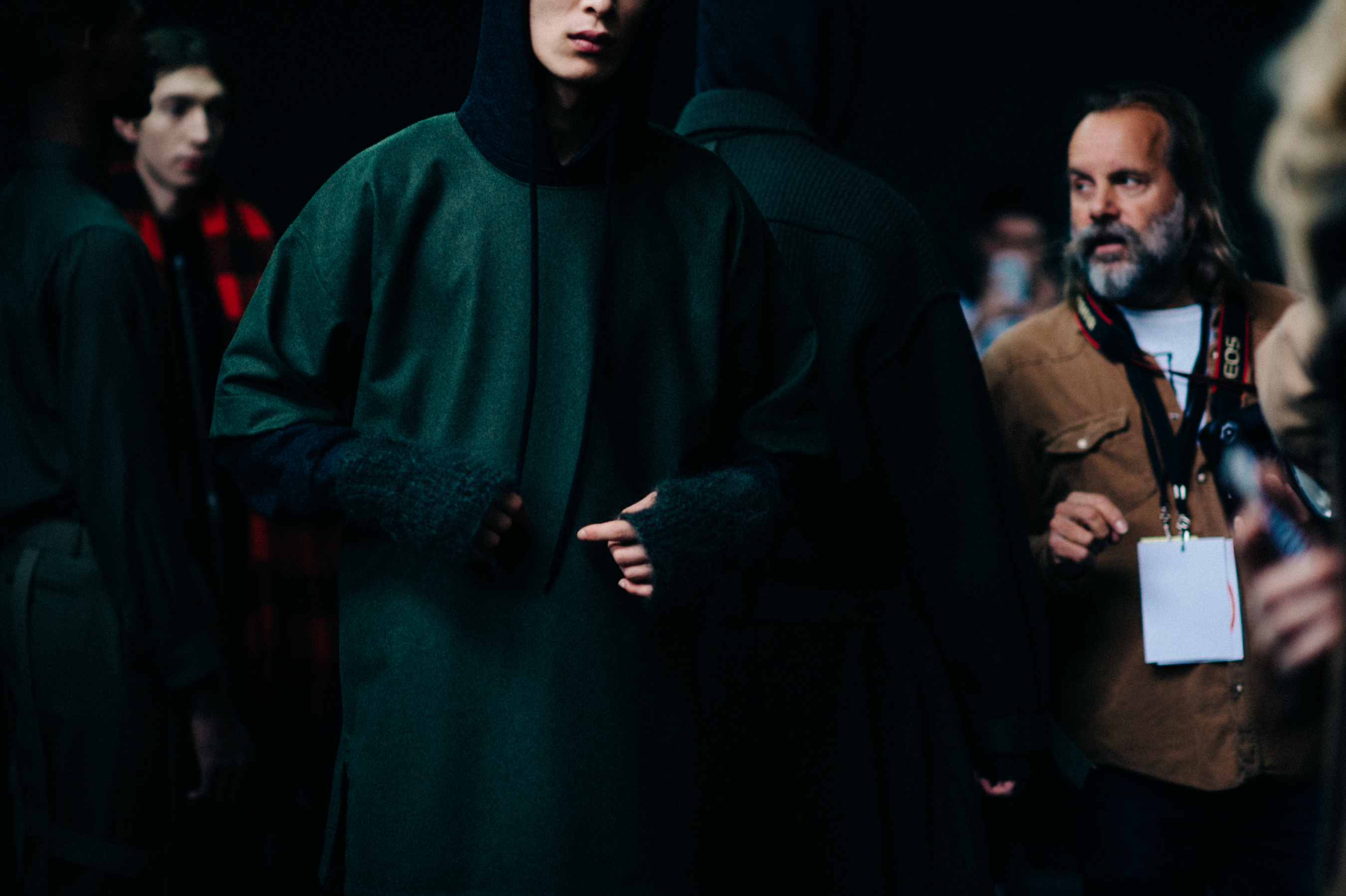 Male model wearing green