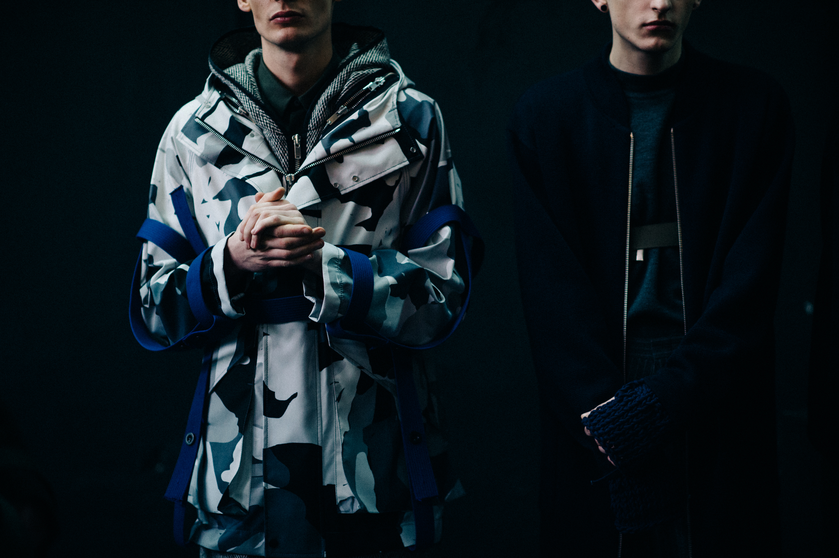 Two male models before the show