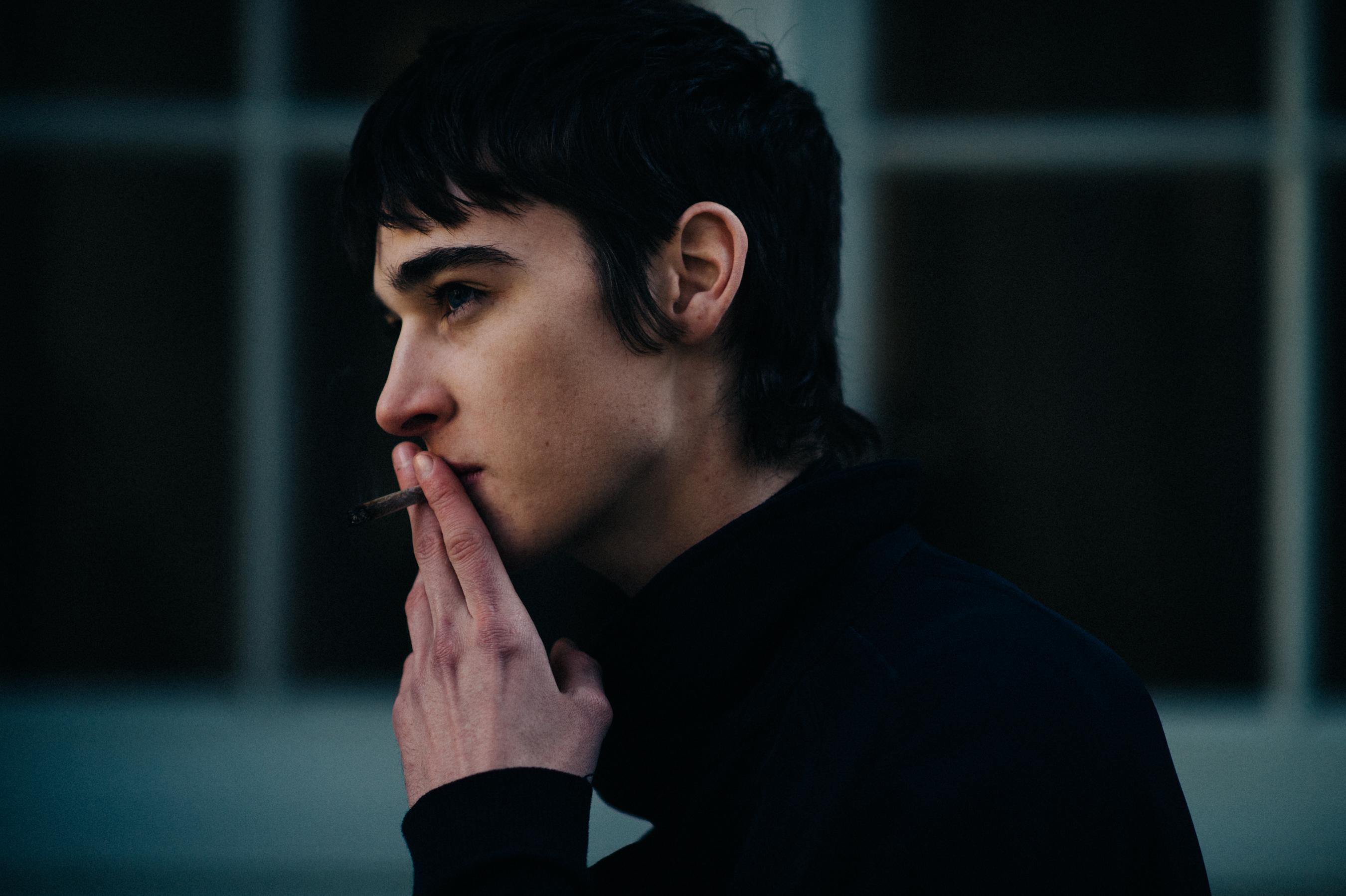 French male model smoking