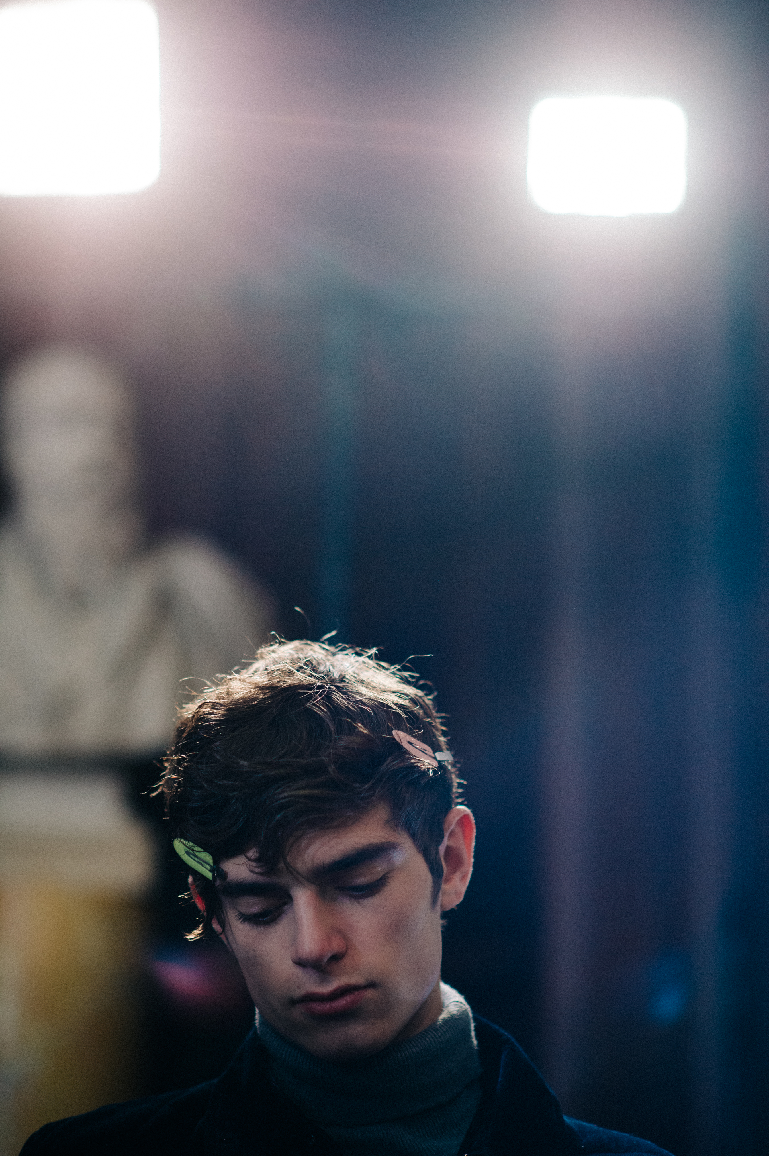 Male model getting hair done