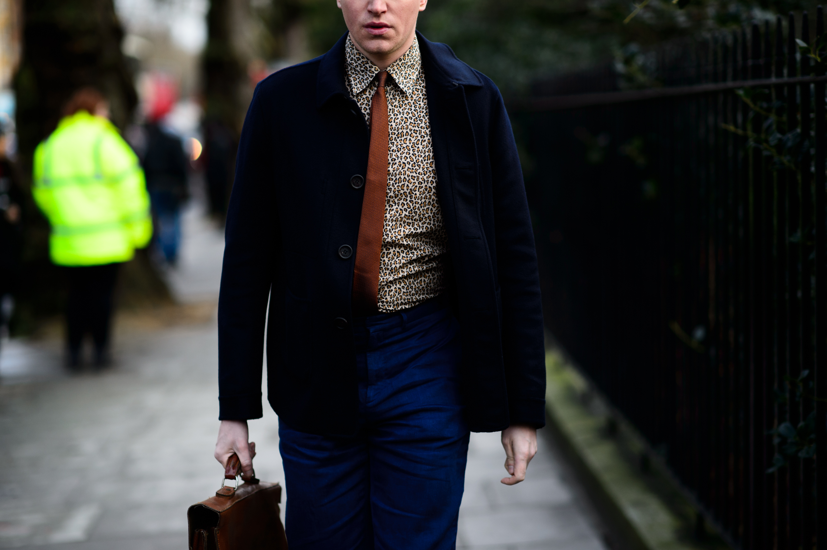 Man wearing animal print shirt