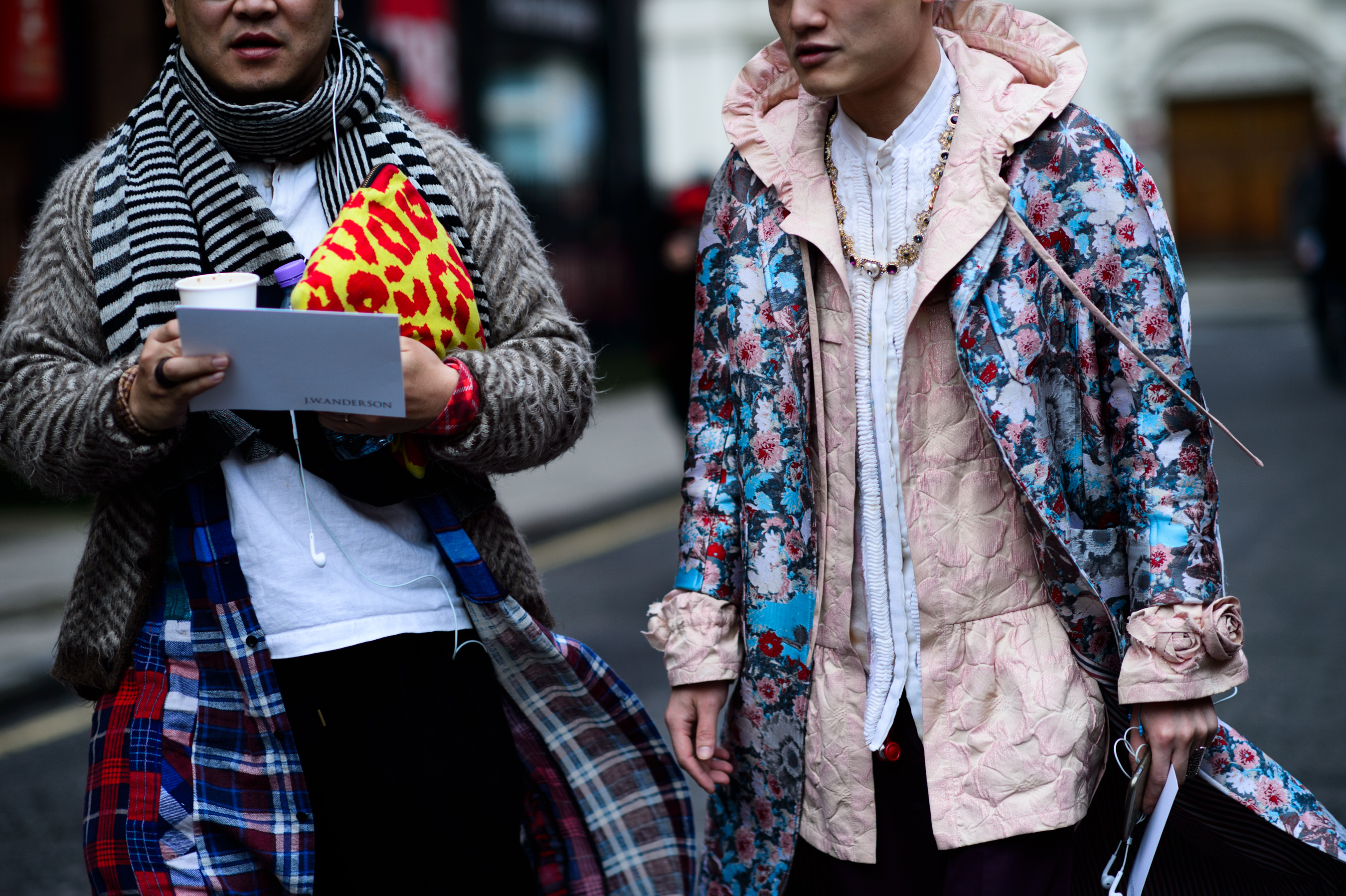 Two men in colourful outfits
