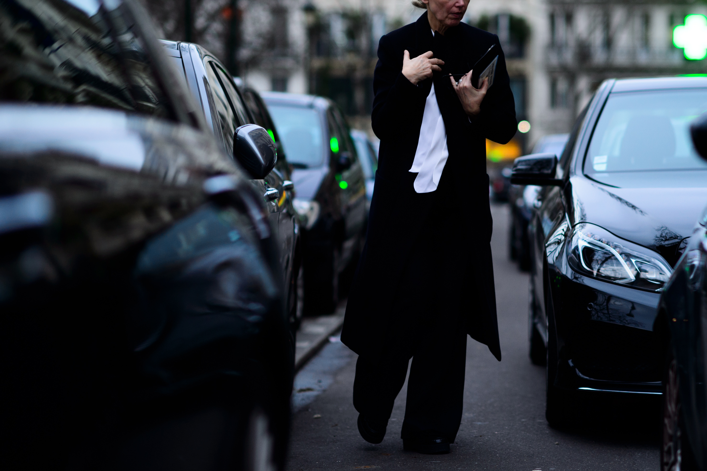 Woman wearing black