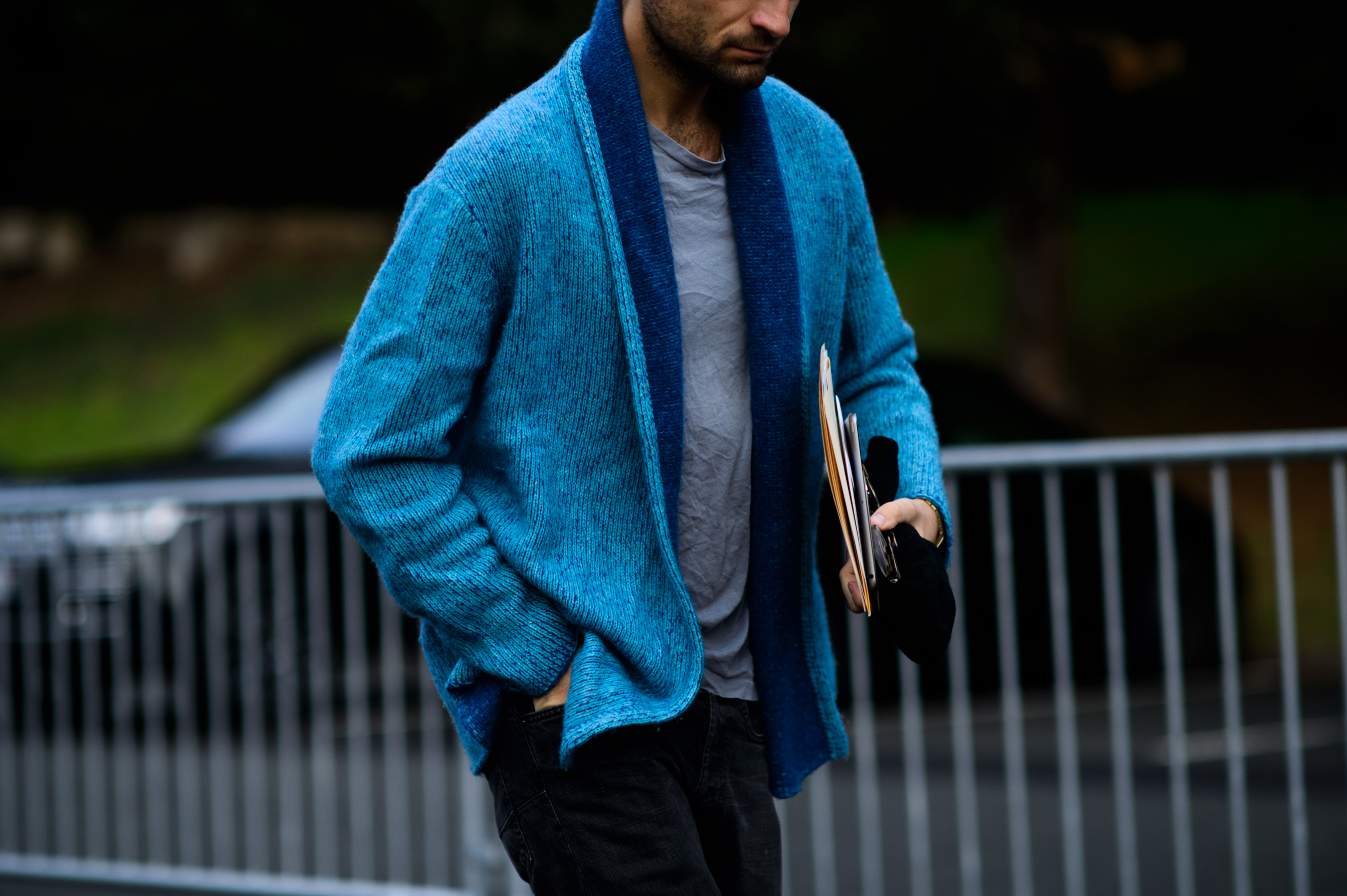 Man wearing blue