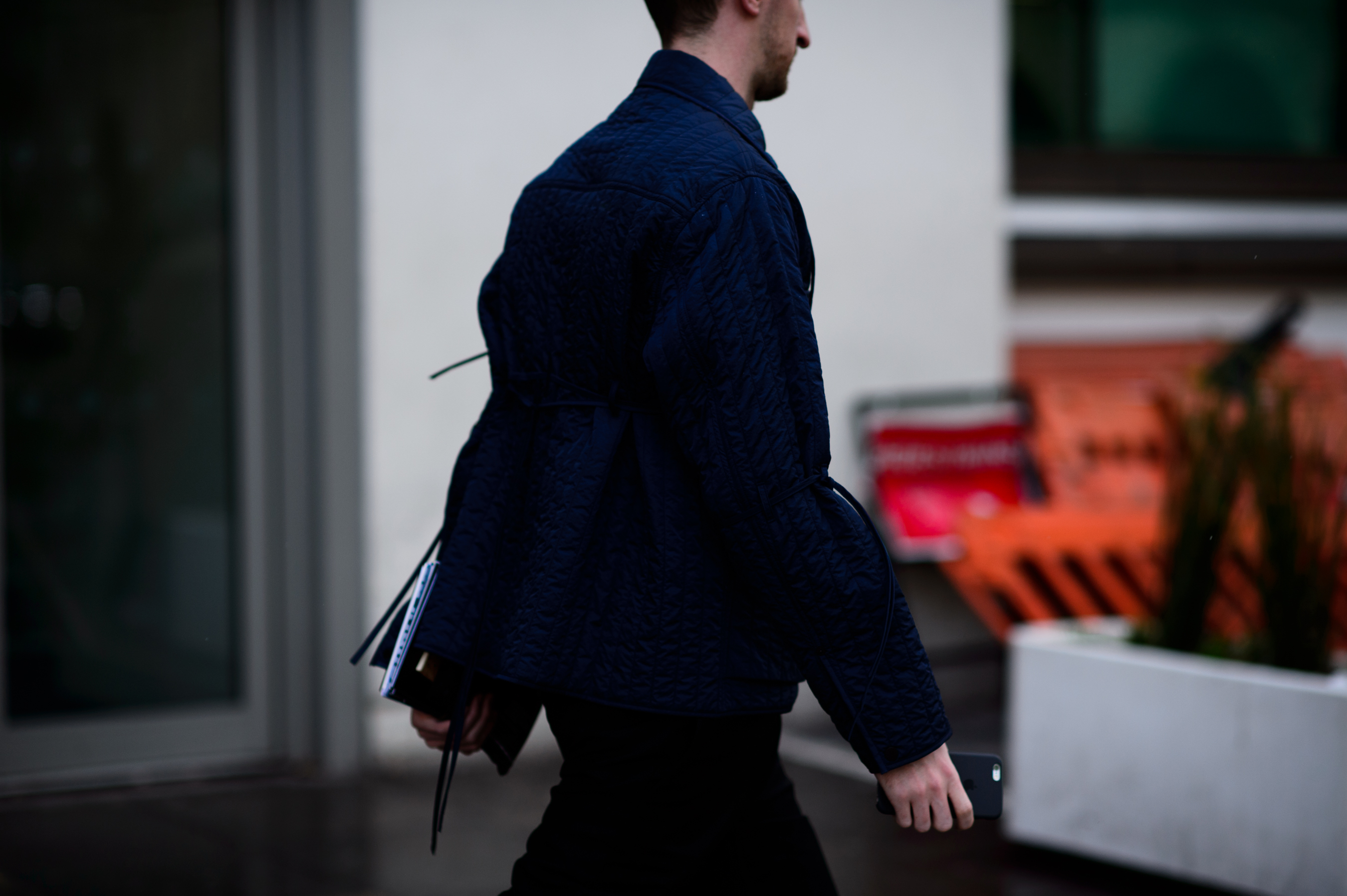 Man wearing British designer jacket
