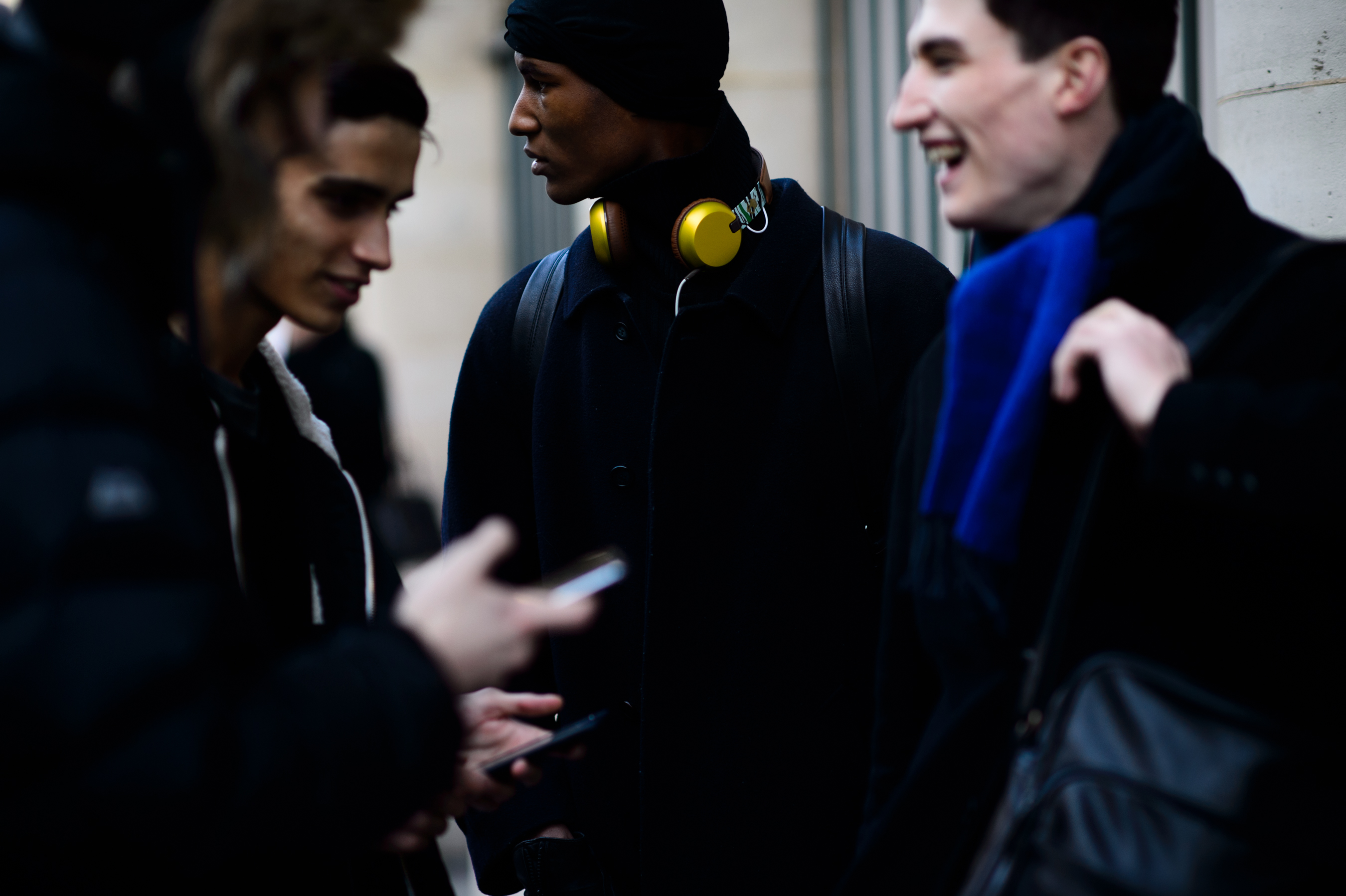 Group of male models after the show