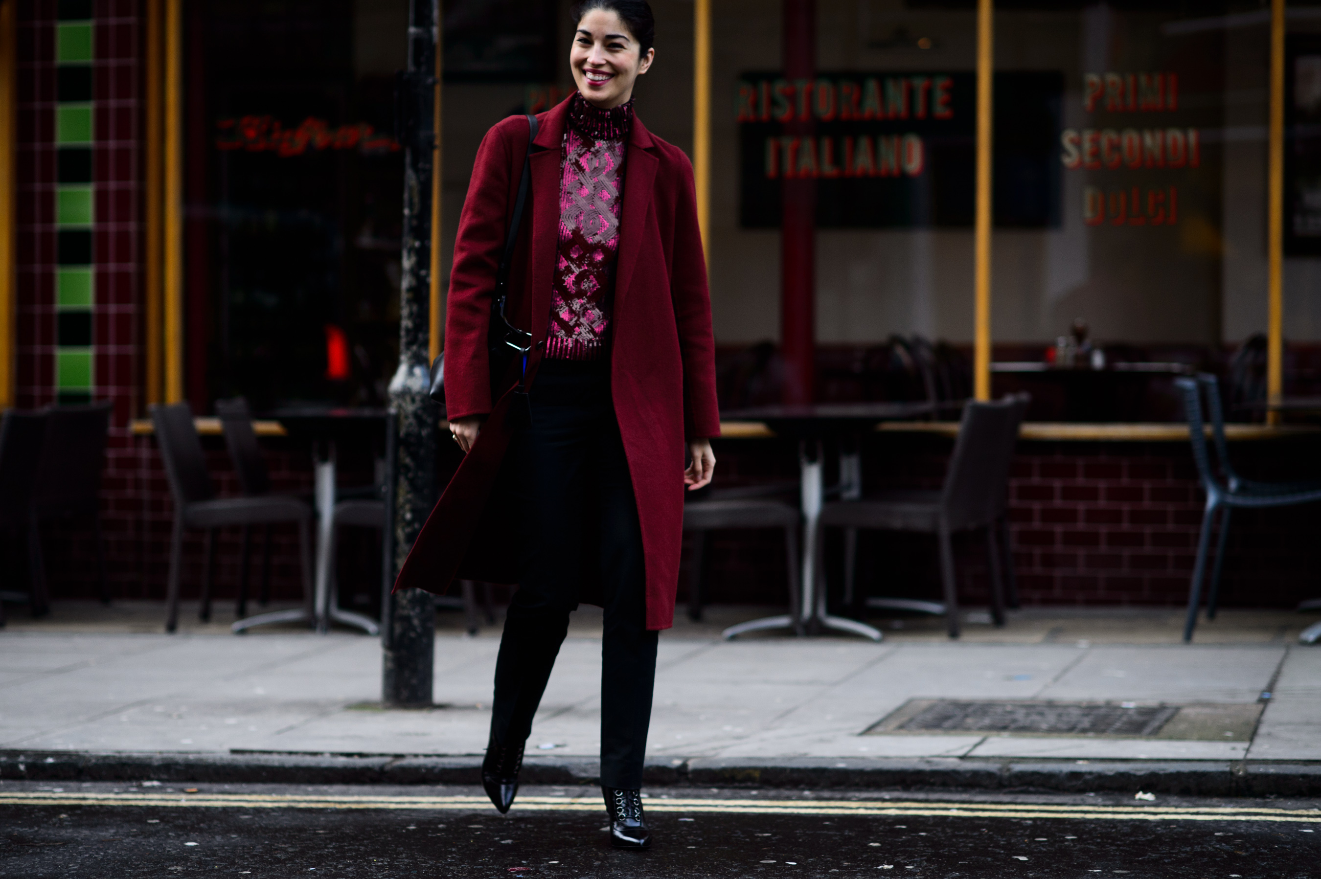 Tank magazine editor wearing red coat