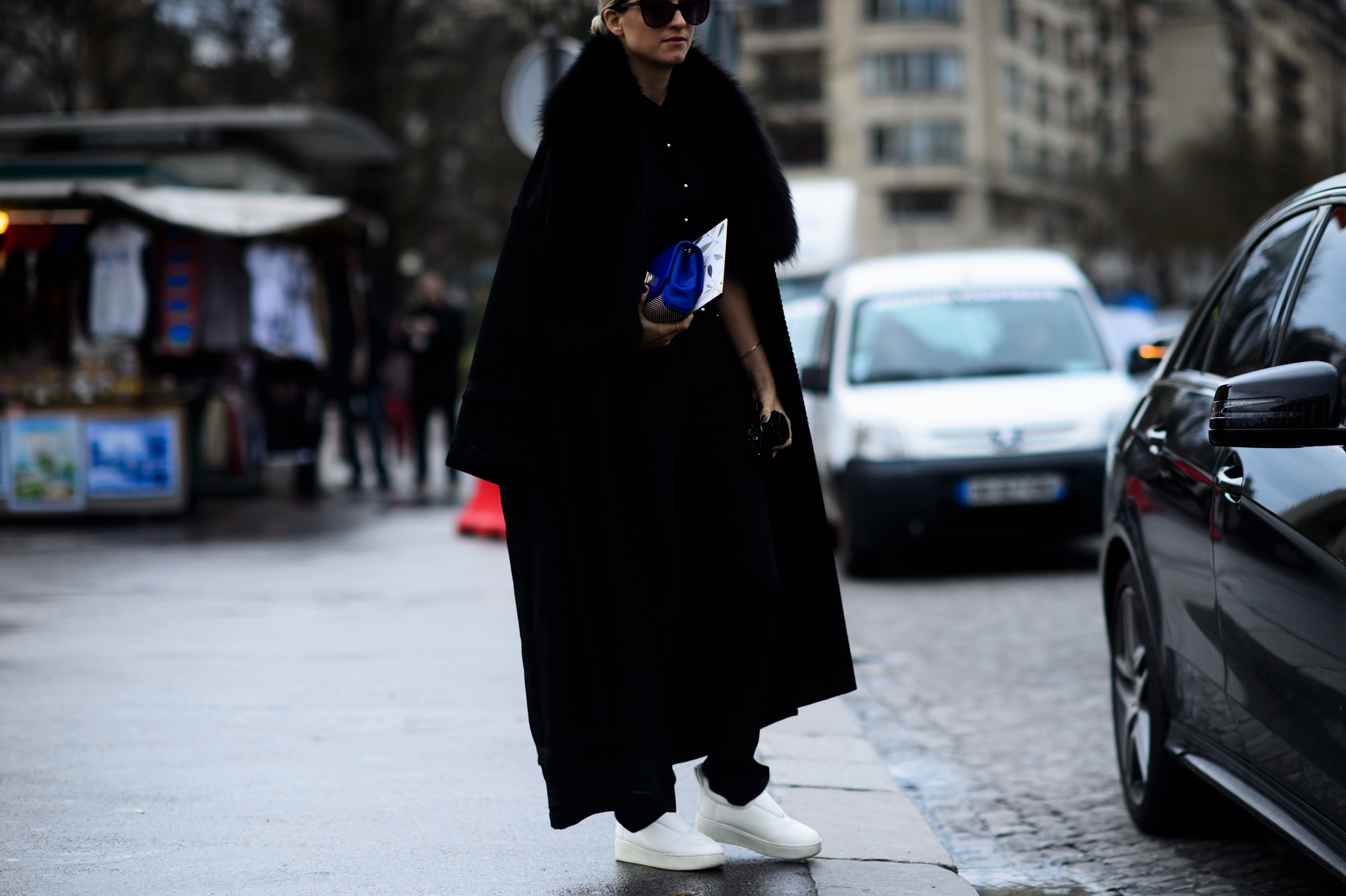 Woman wearing black coat