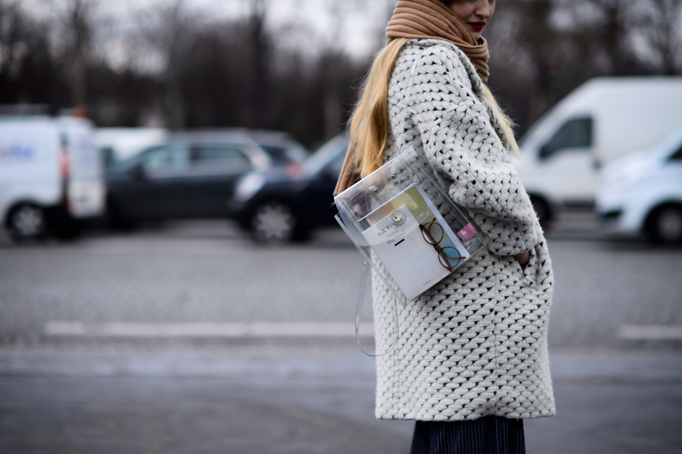 Girl with transparent backpack