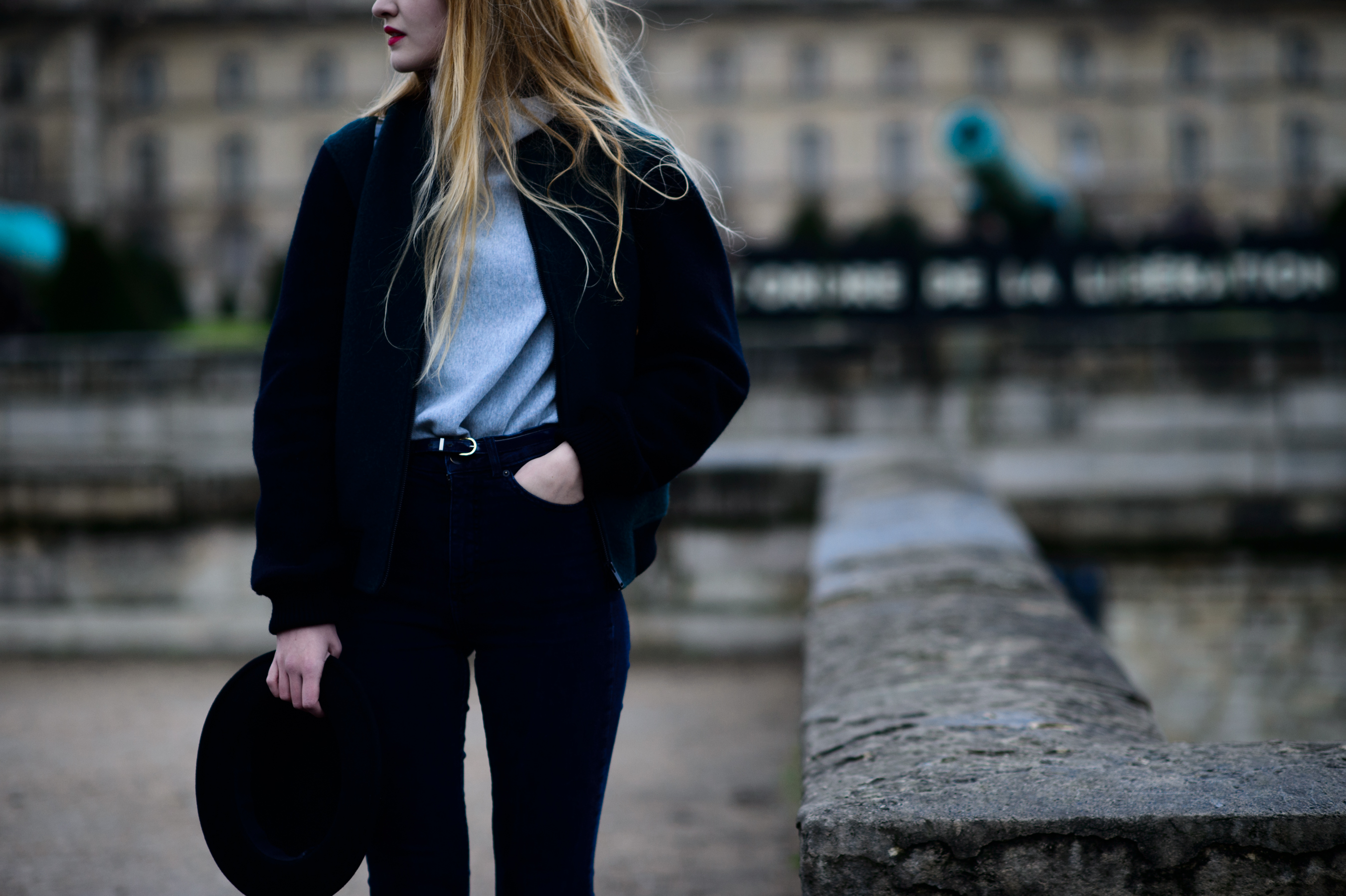 Girl wearing high waist pants